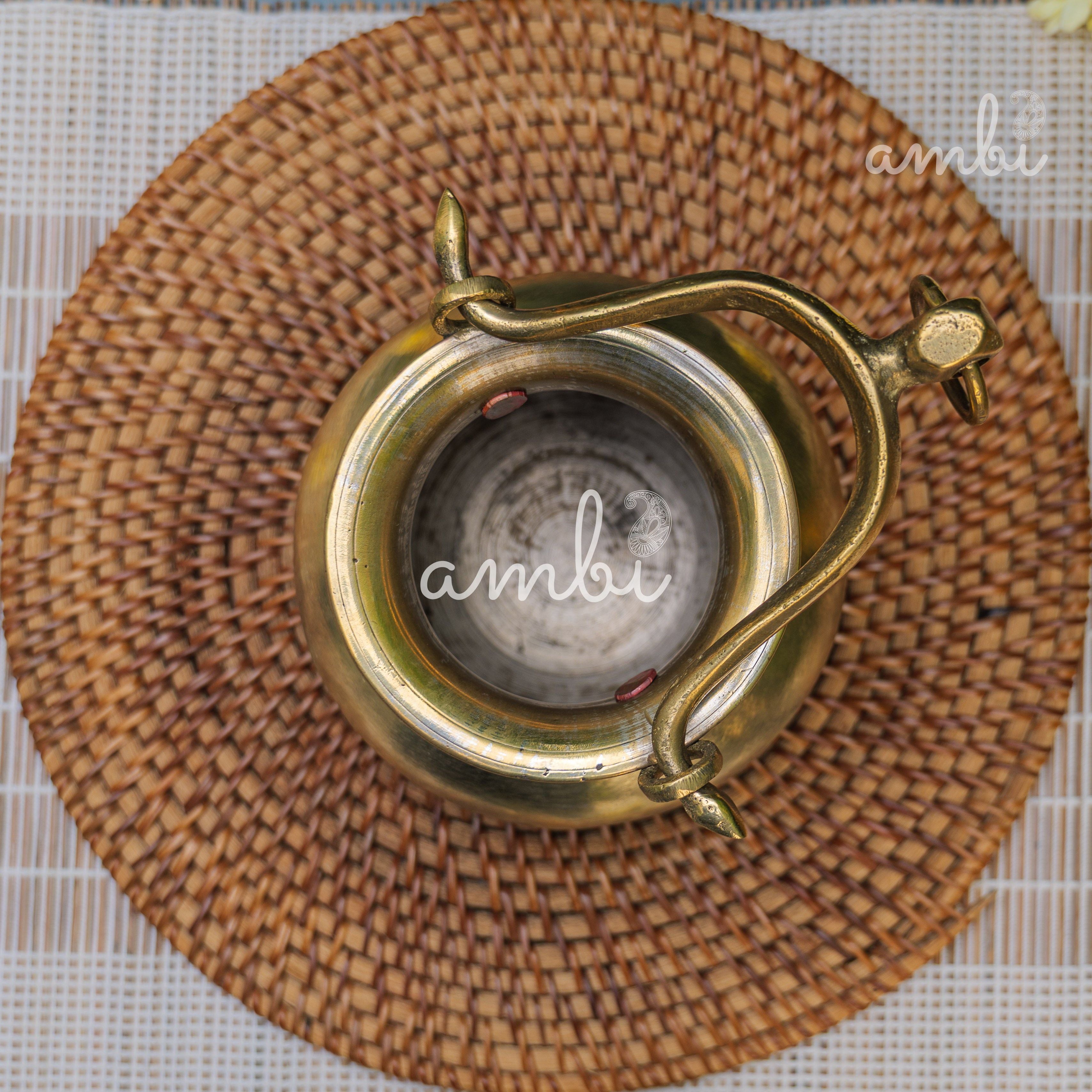 Handcrafted Vintage Heritage Brass Lota With Hanging Loop