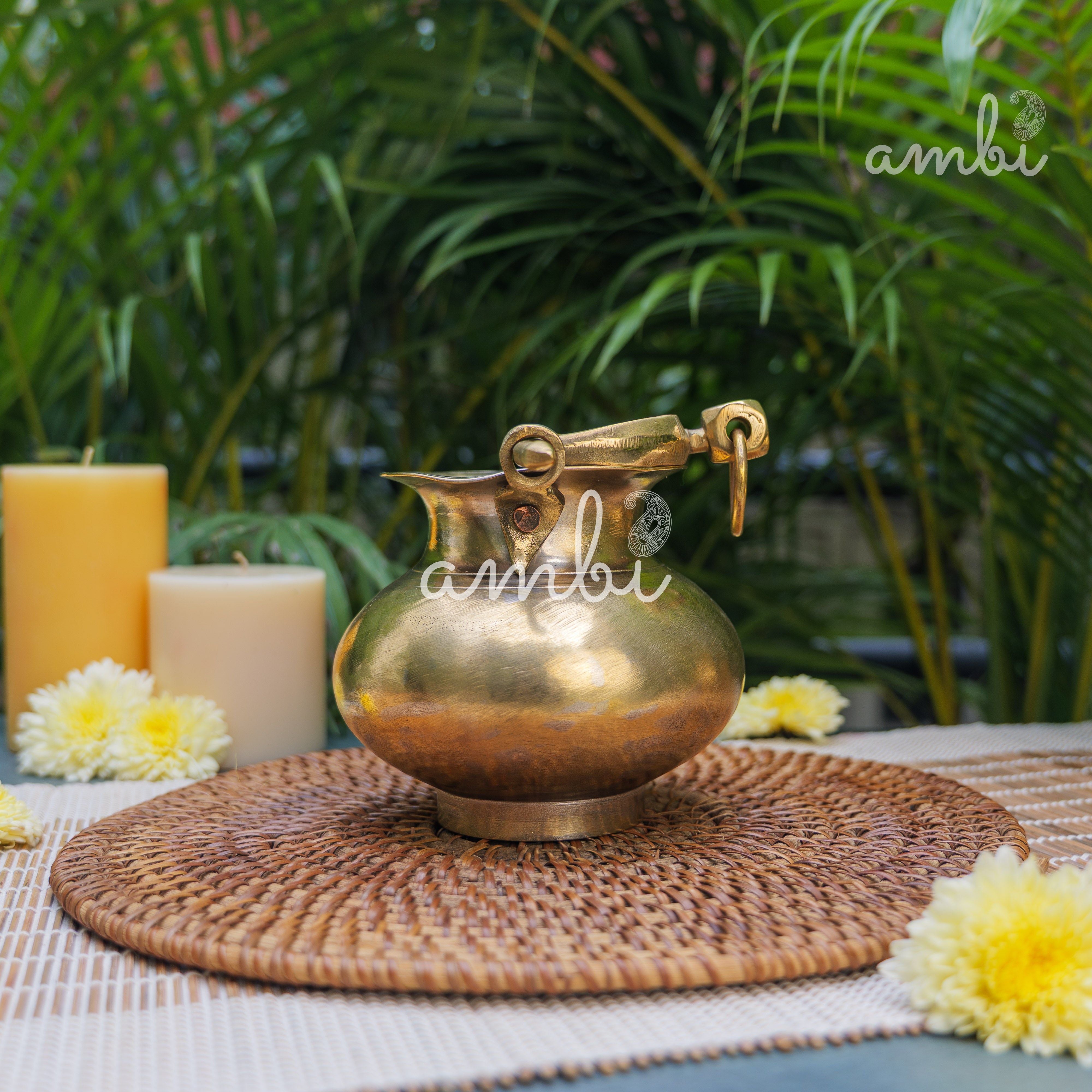 Handcrafted Vintage Heritage Brass Lota With Hanging Loop and chain