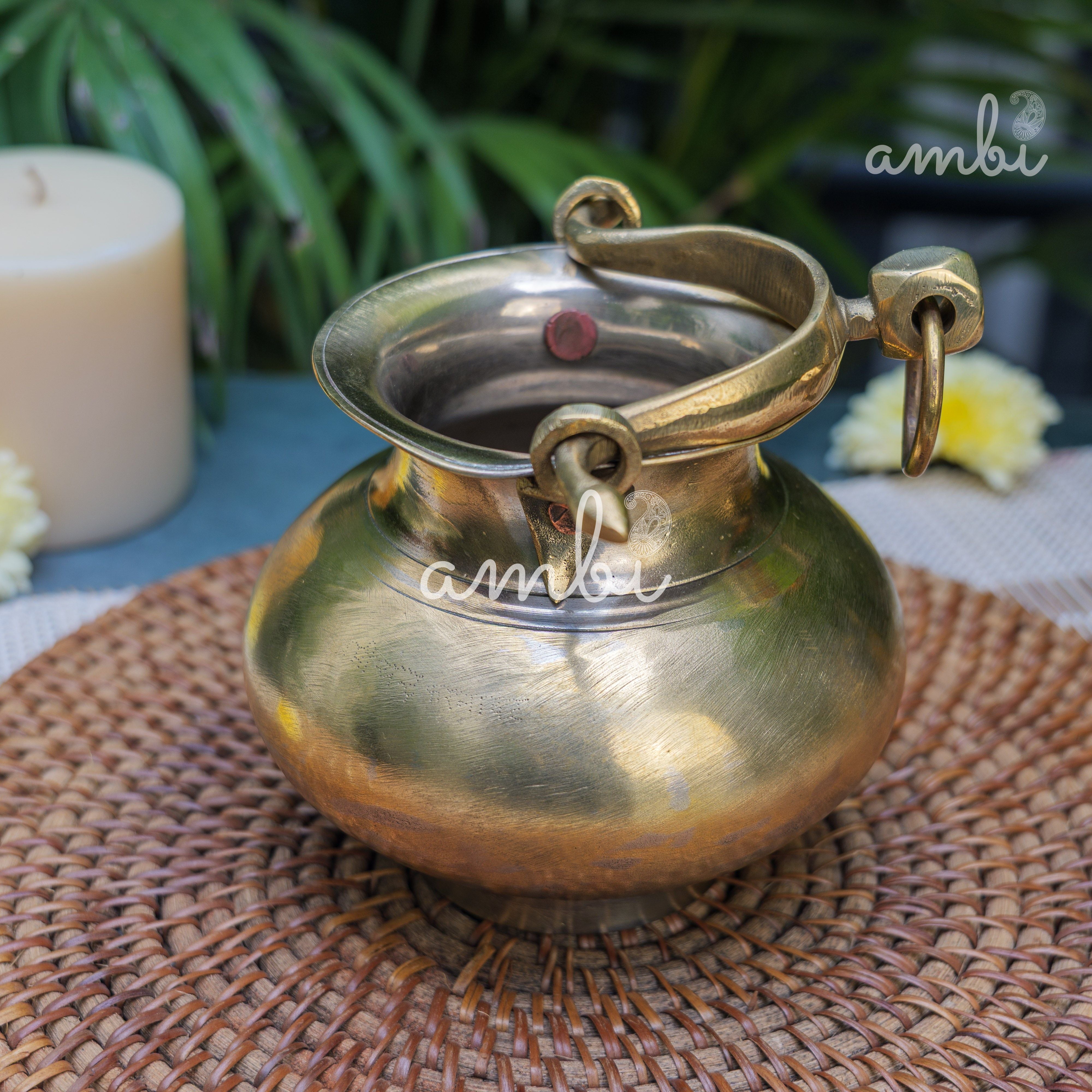 Handcrafted Vintage Heritage Brass Lota With Hanging Loop and chain