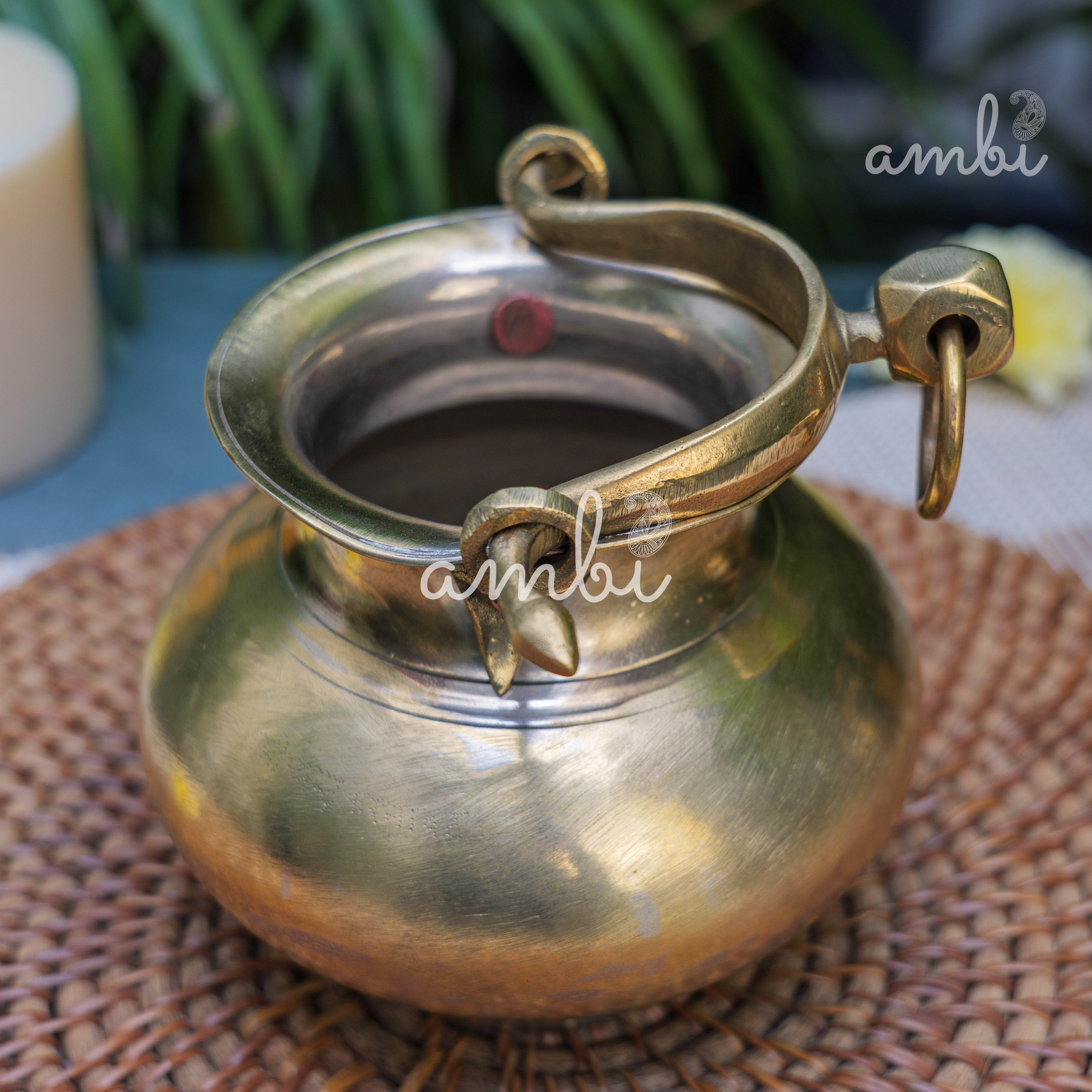 Handcrafted Vintage Heritage Brass Lota With Hanging Loop and chain