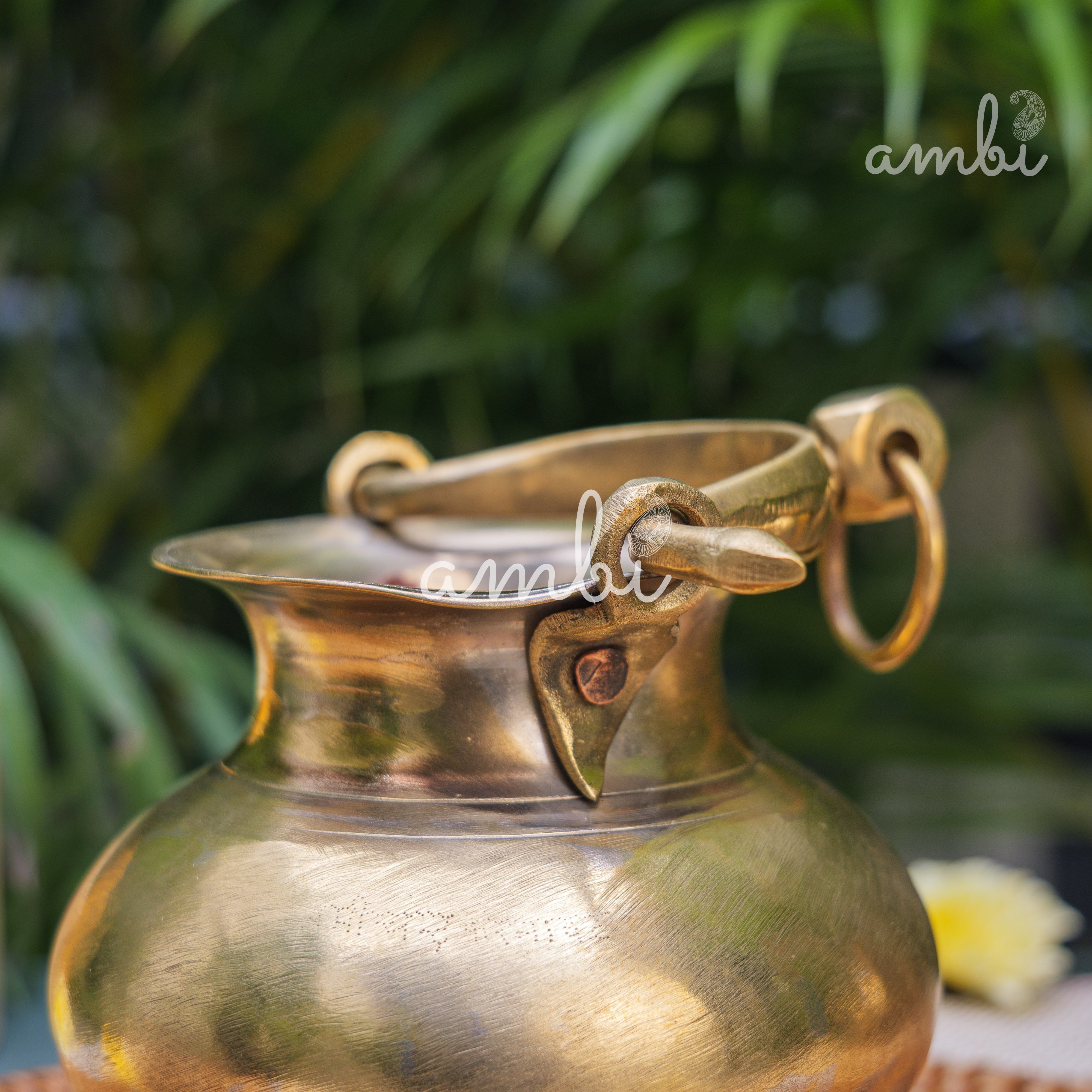 Handcrafted Vintage Heritage Brass Lota With Hanging Loop and chain