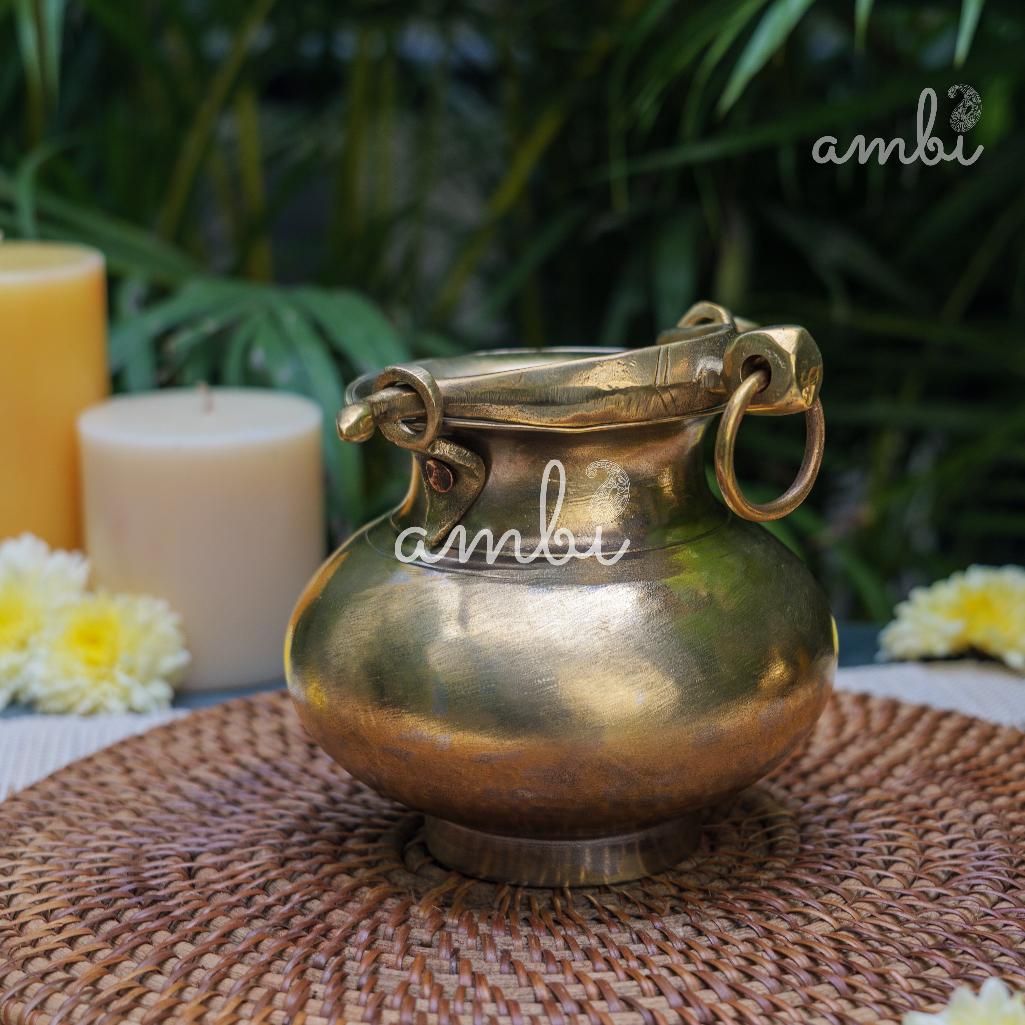 Handcrafted Vintage Heritage Brass Lota With Hanging Loop and chain