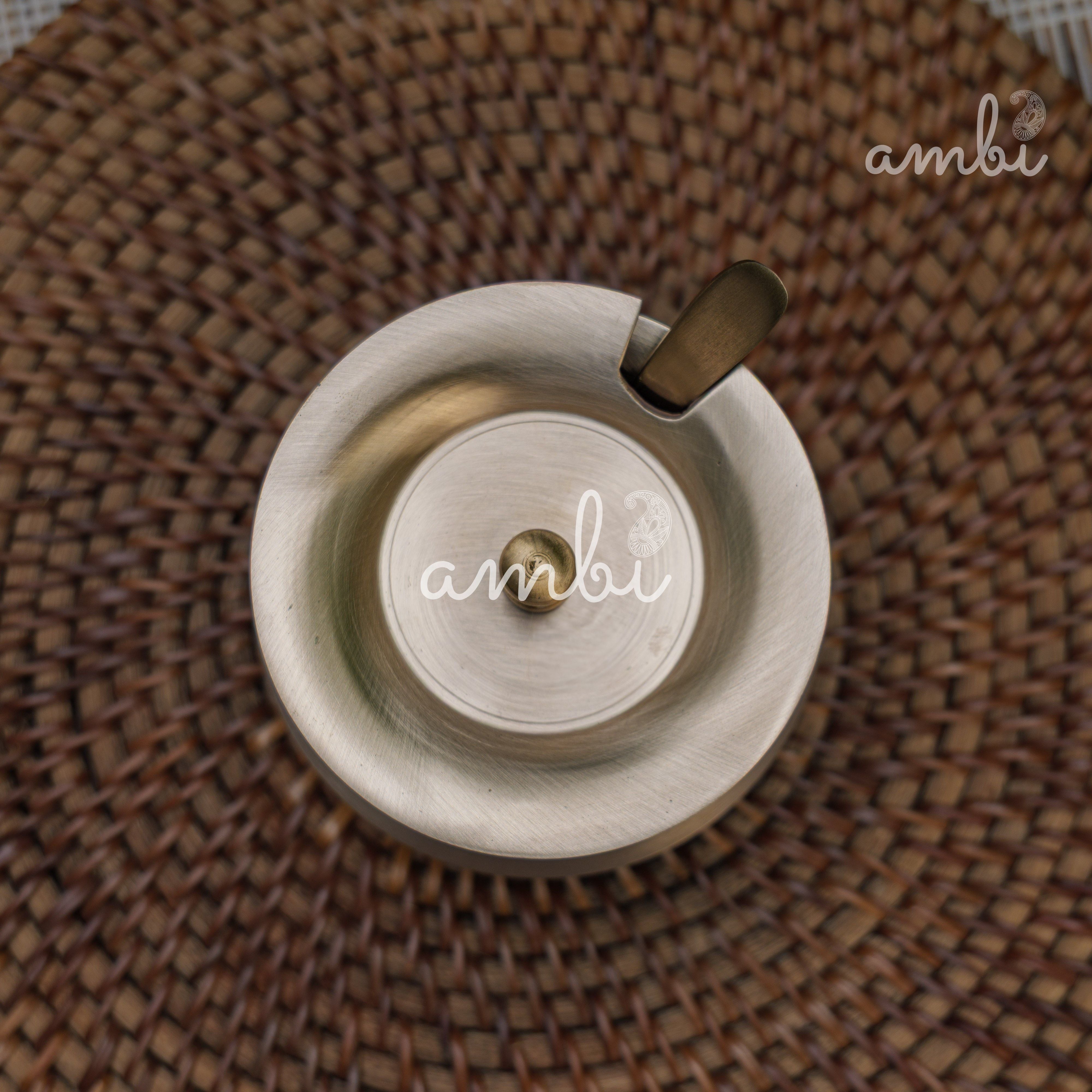 100% Pure Kansa Ghee Pot (Matte) With Spoon - 350 ML - Heavy Make