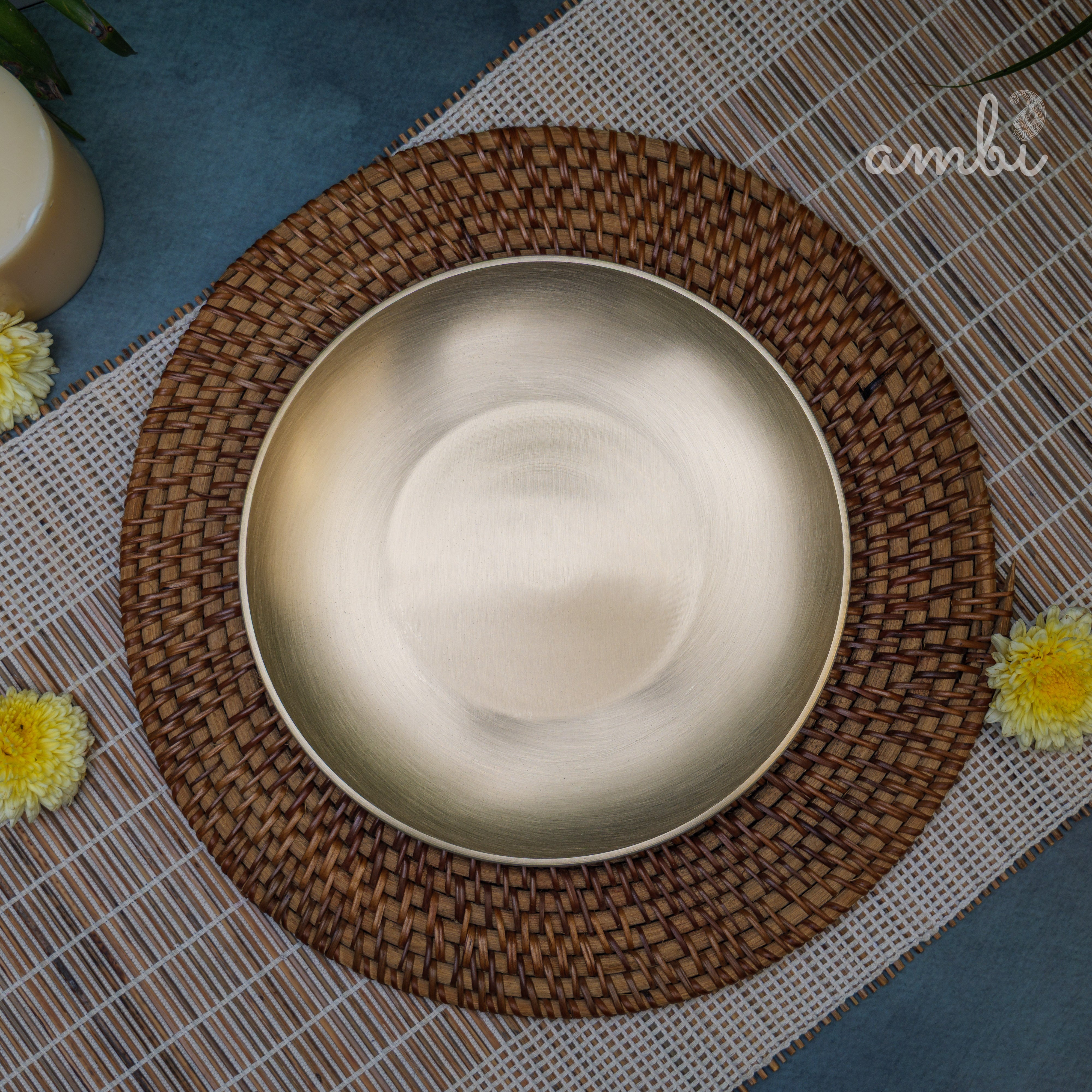 AMBI 100% Pure Lead Free Kansa Quarter Plate Handcrafted, Durable, Elegant Plate