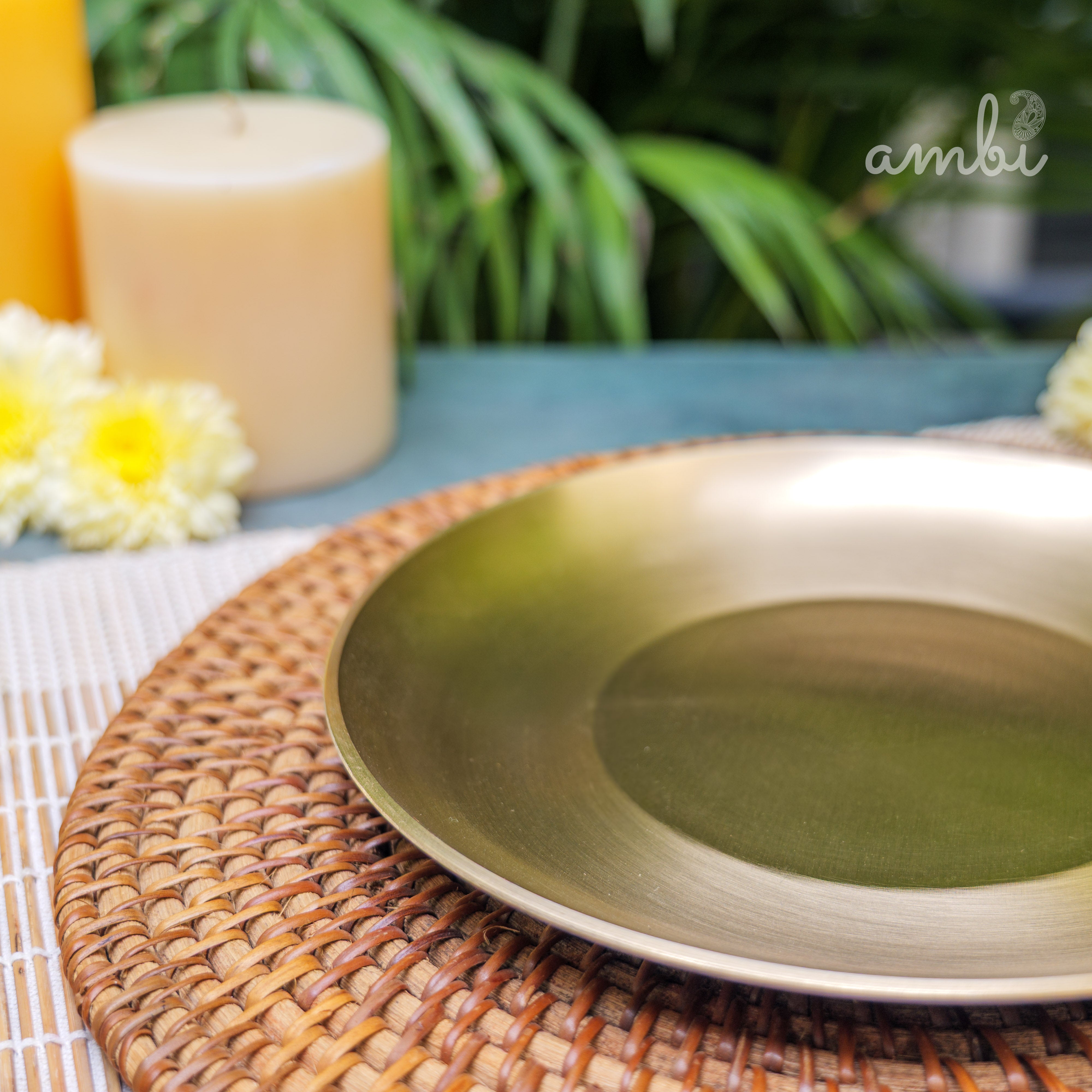 AMBI 100% Pure Lead Free Kansa Quarter Plate Handcrafted, Durable, Elegant Plate