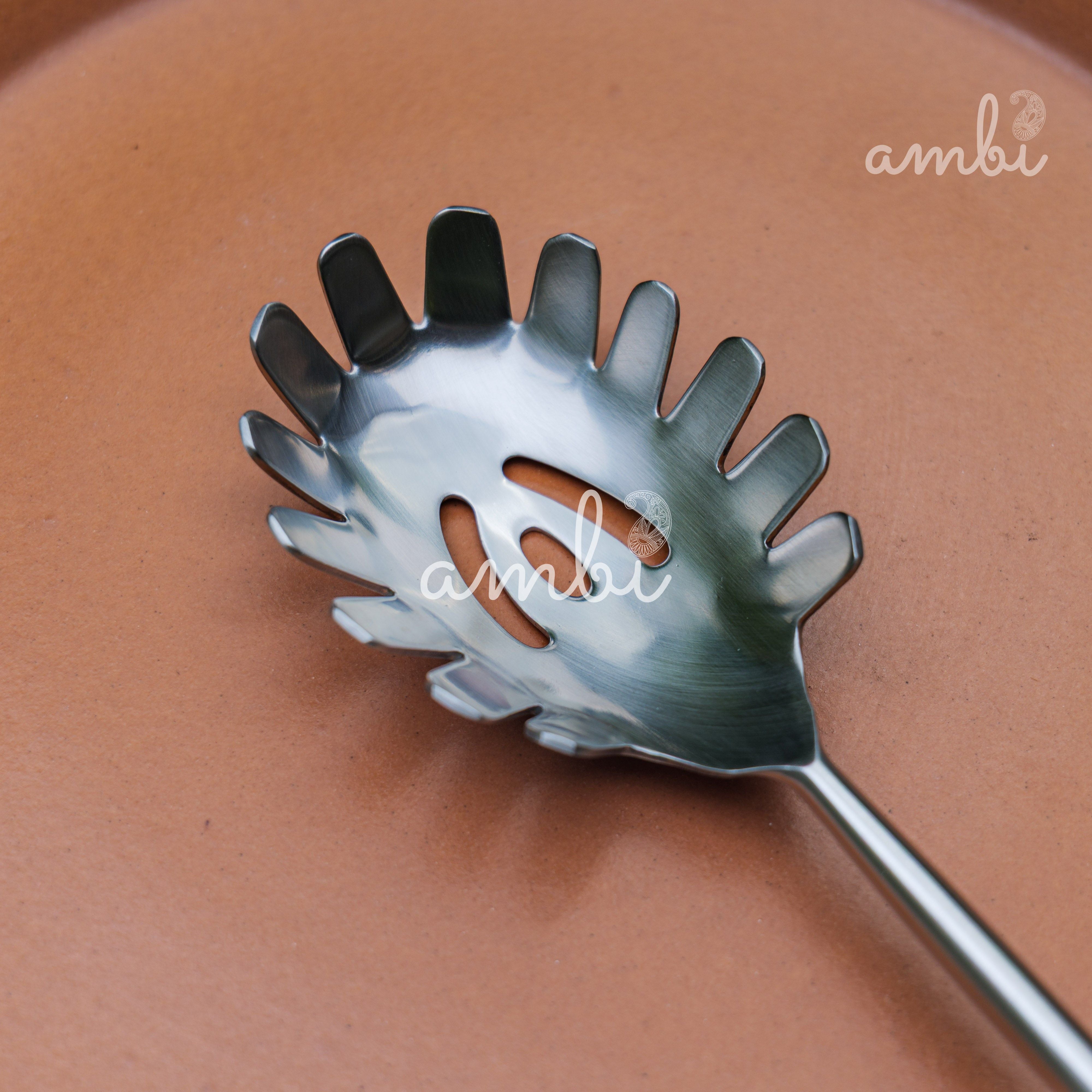 Pair of Exquisite Steel Ladle & Spaghetti Serving Spoon Set