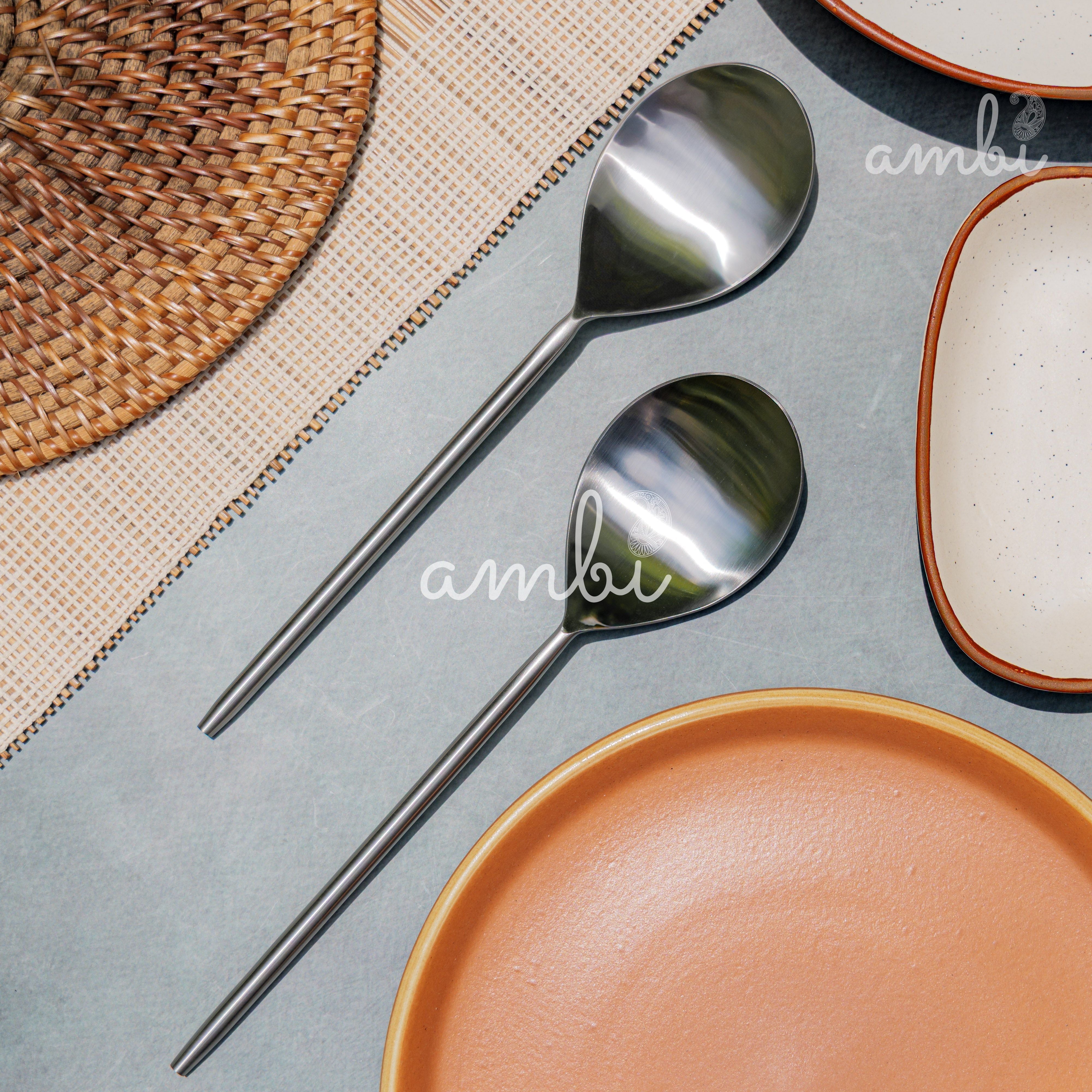 Pair of Exquisite Steel Serving Ladle Spoon Set