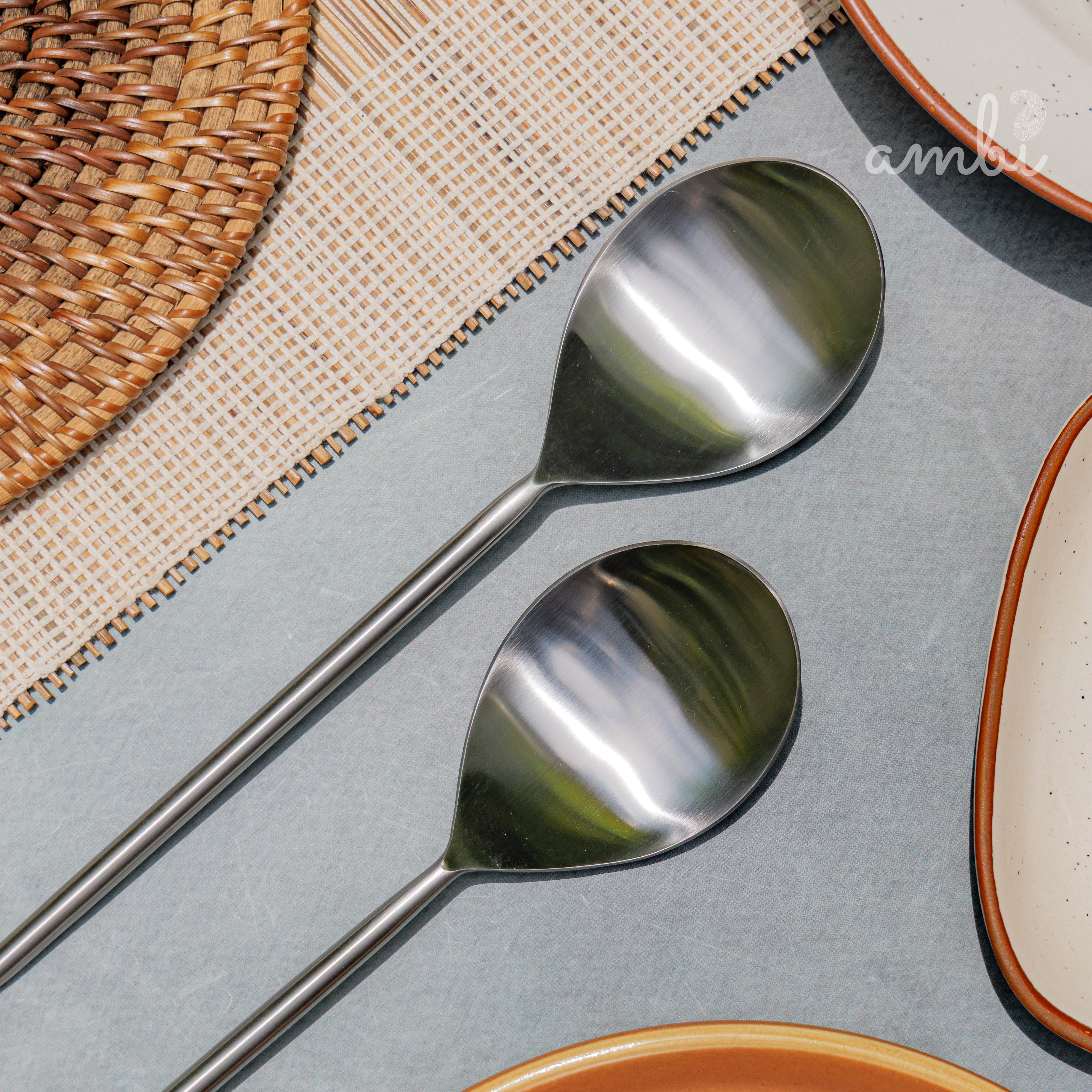 Pair of Exquisite Steel Serving Ladle Spoon Set