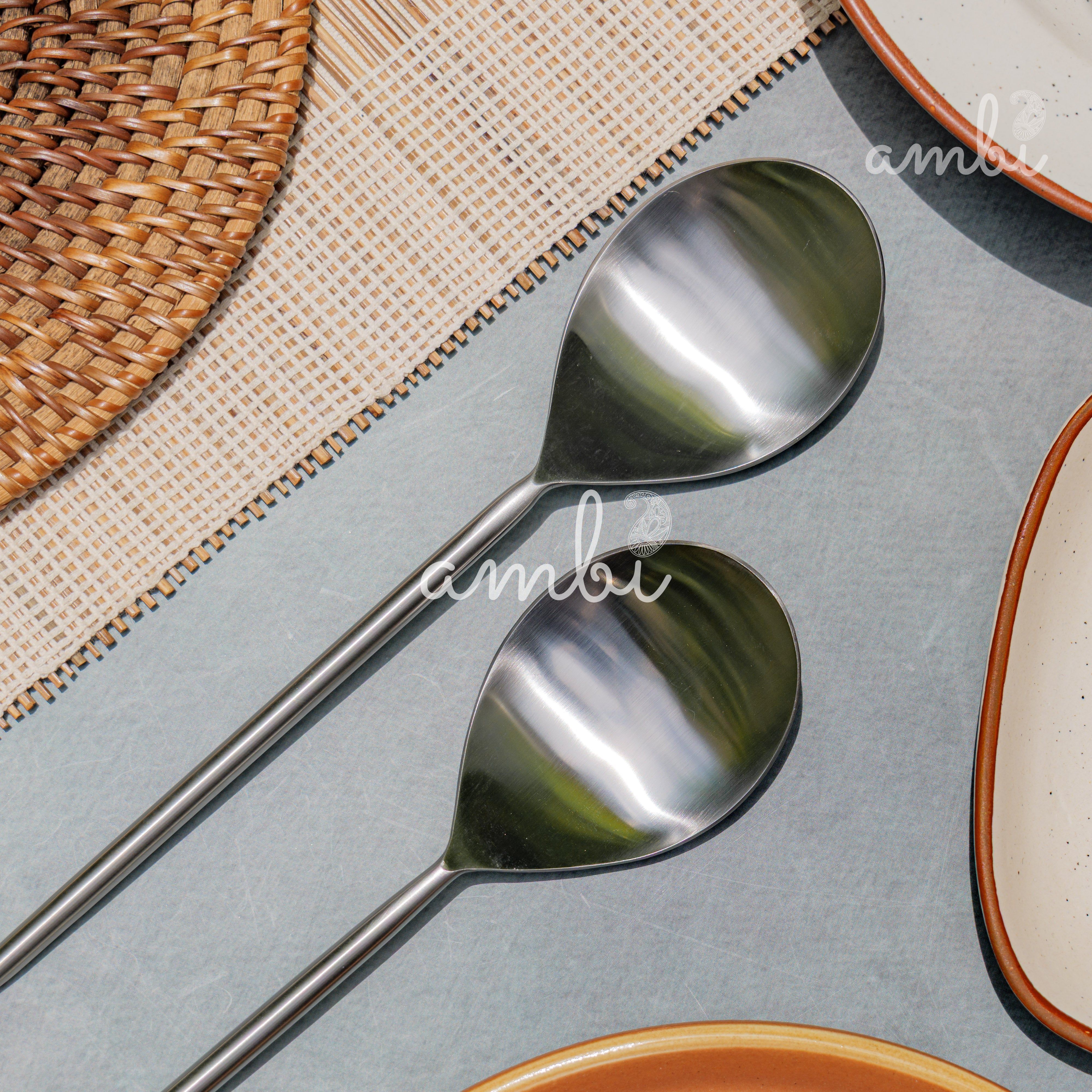 Pair of Exquisite Steel Serving Ladle Spoon Set