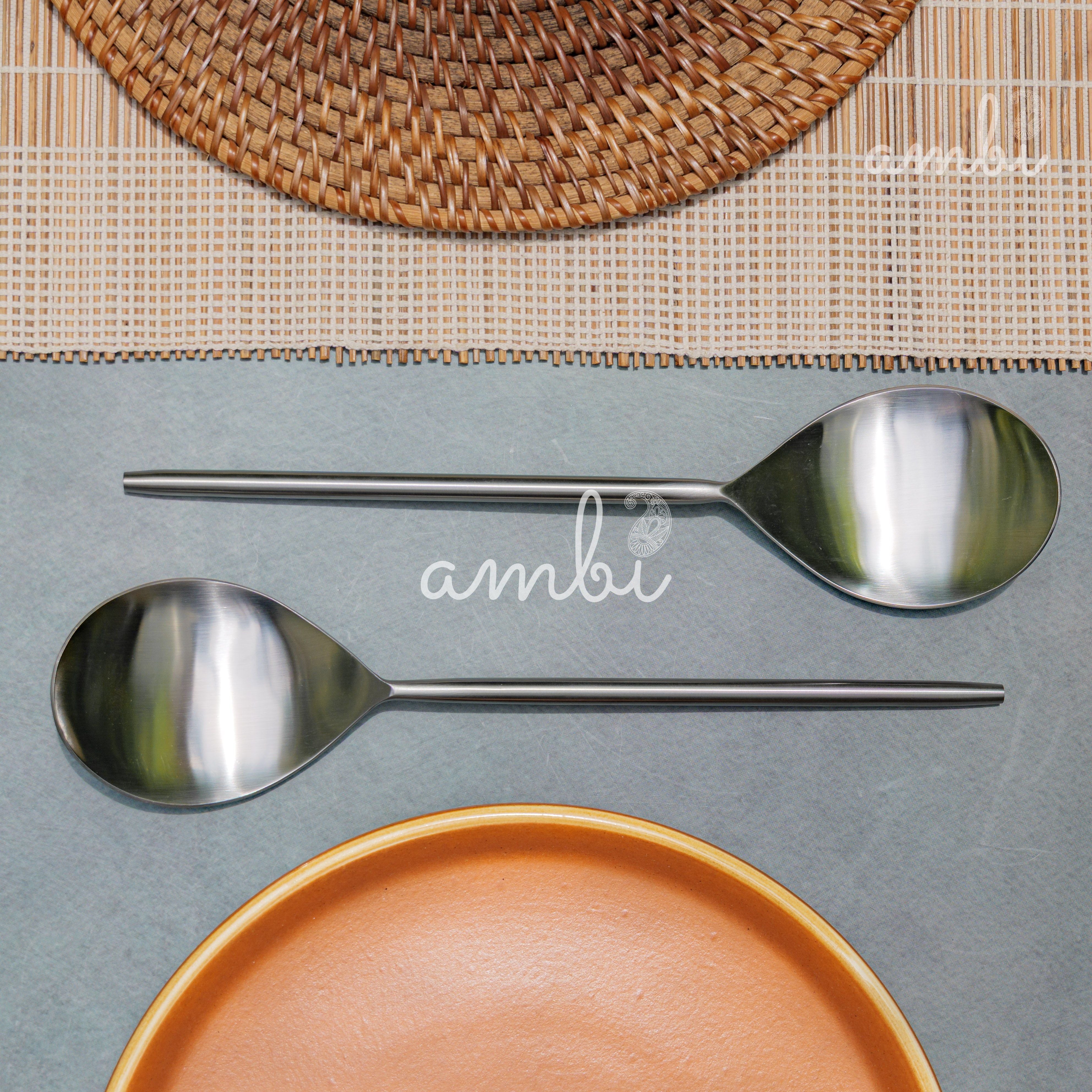 Pair of Exquisite Steel Serving Ladle Spoon Set