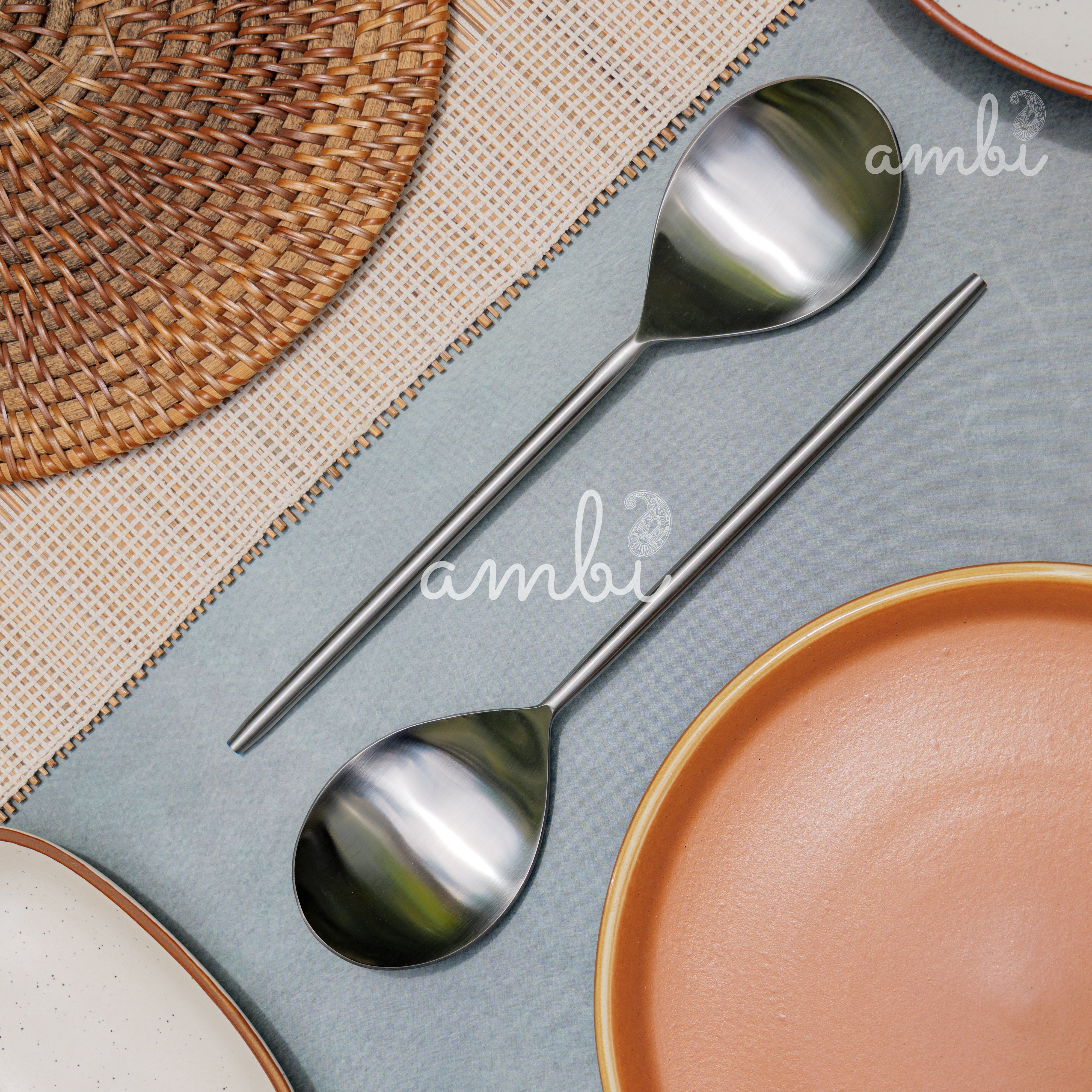 Pair of Exquisite Steel Serving Ladle Spoon Set