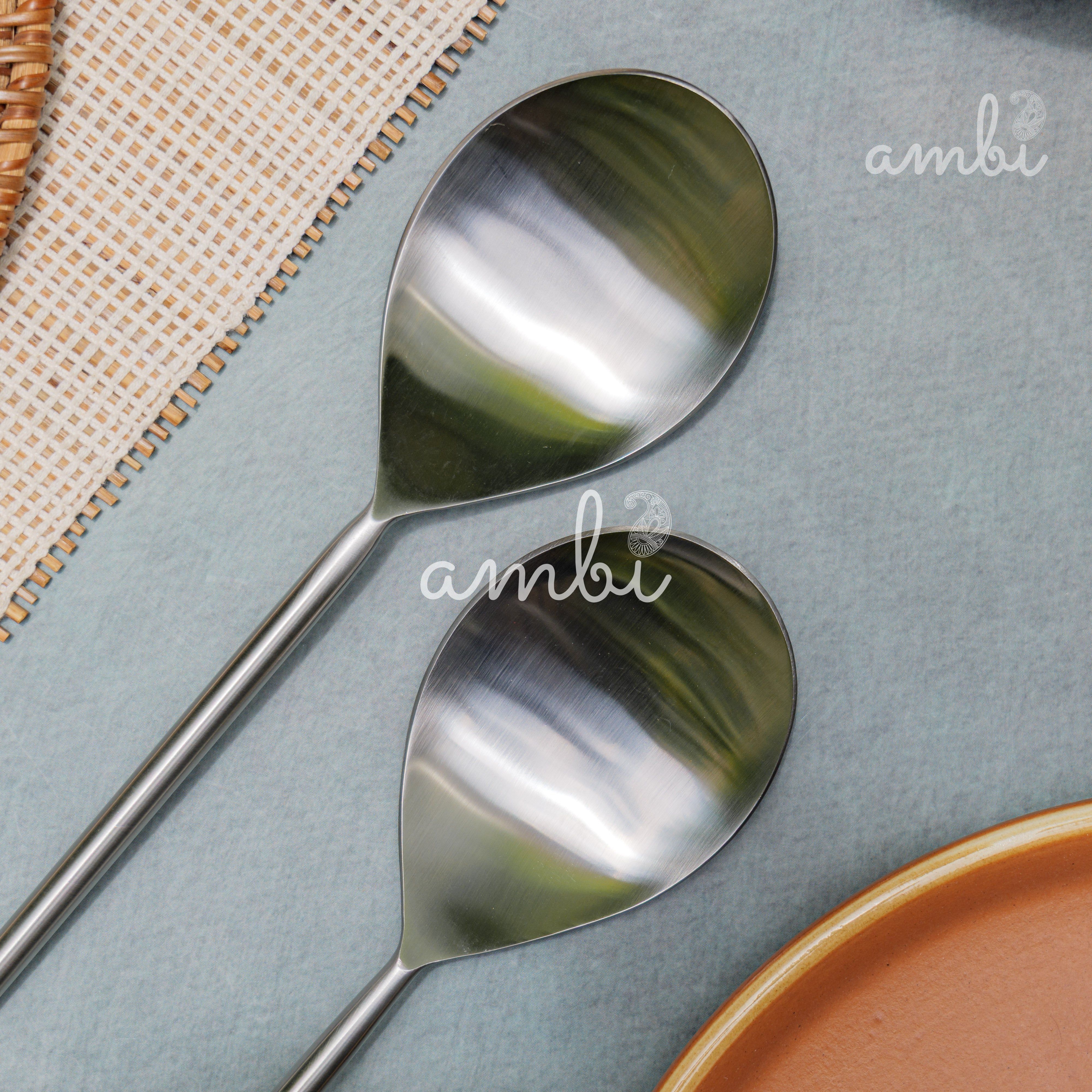 Pair of Exquisite Steel Serving Ladle Spoon Set