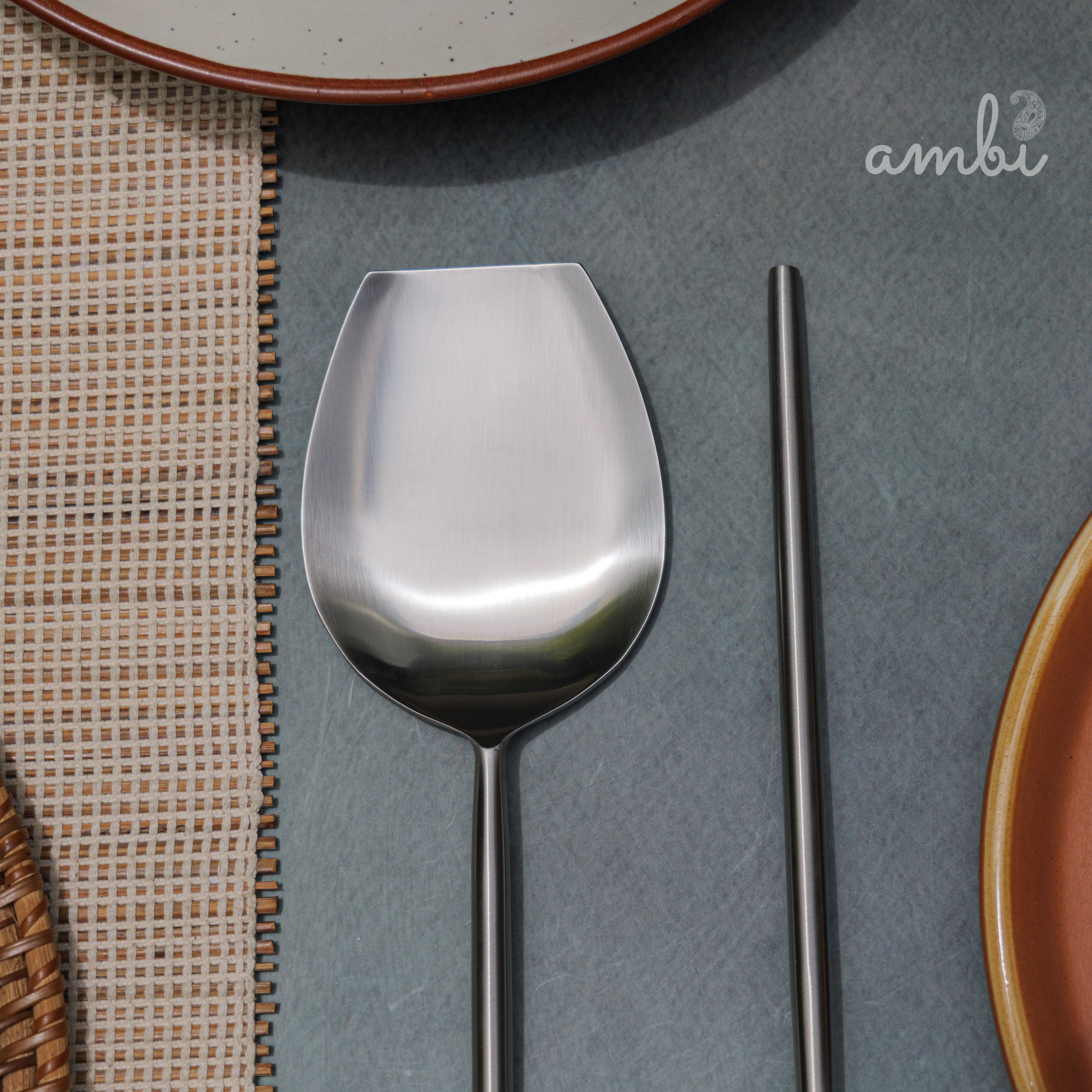 Ambi Virgin Steel Salad Server - Set of 2