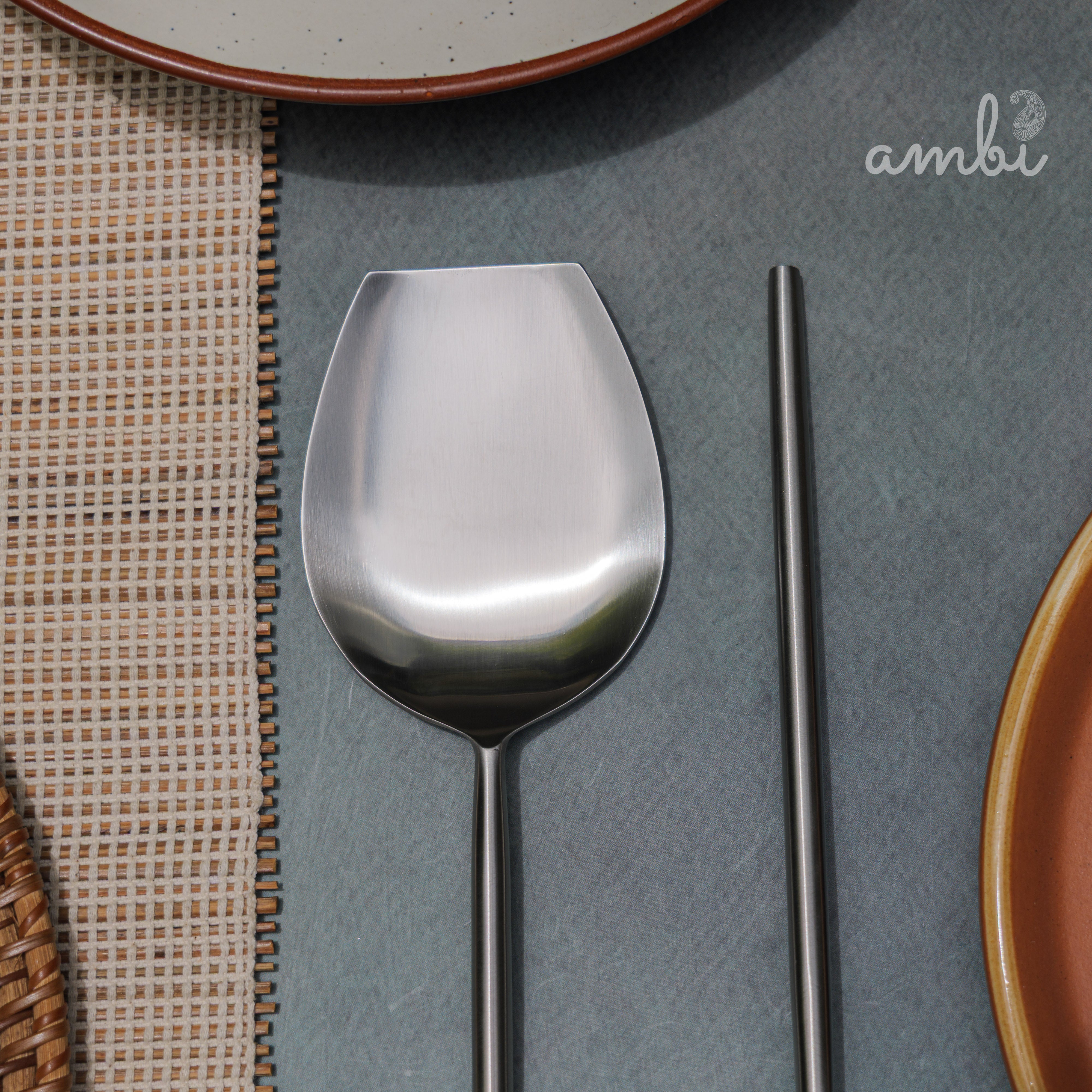 Ambi Virgin Steel Salad Server - Set of 2