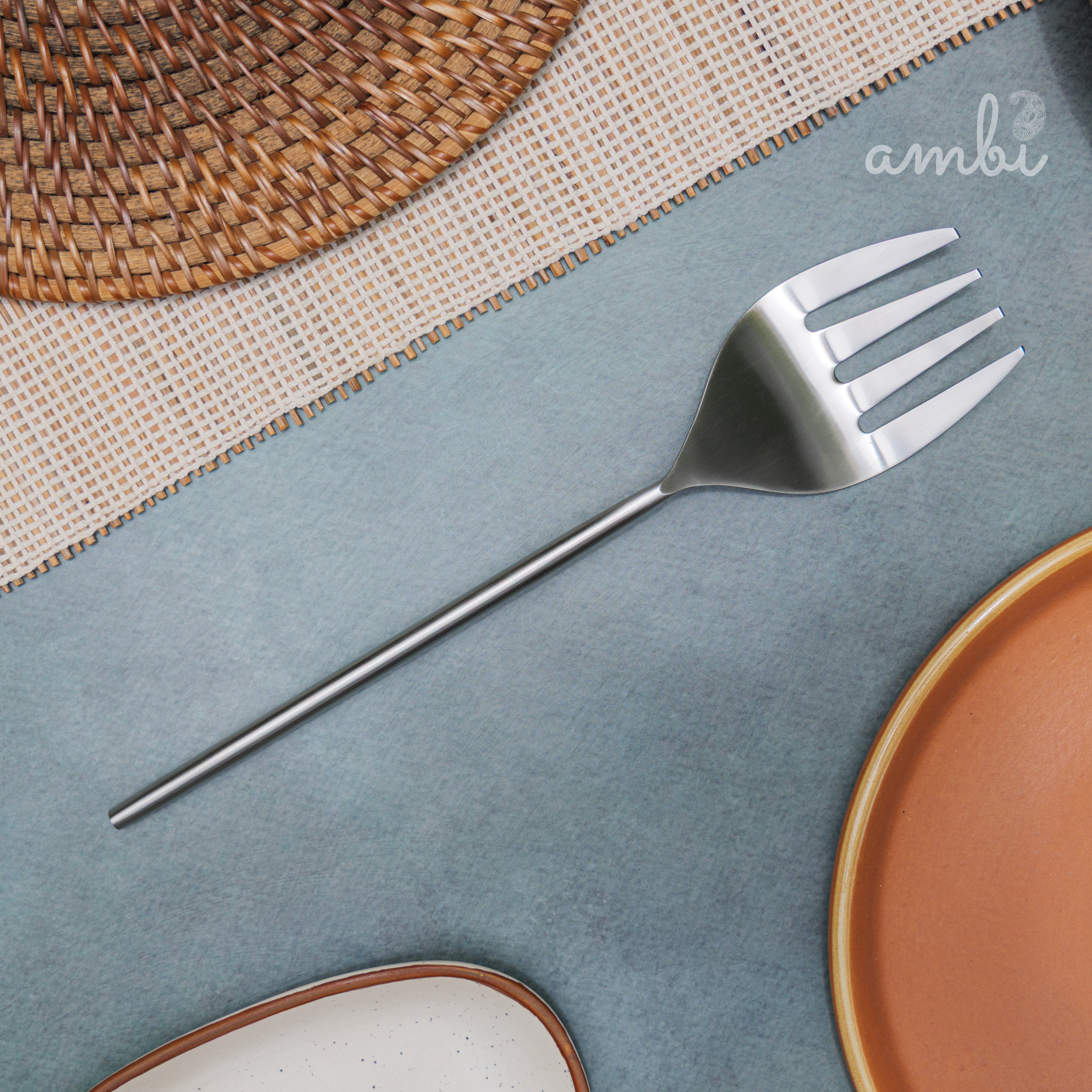 Ambi Virgin Steel Salad Server - Set of 2