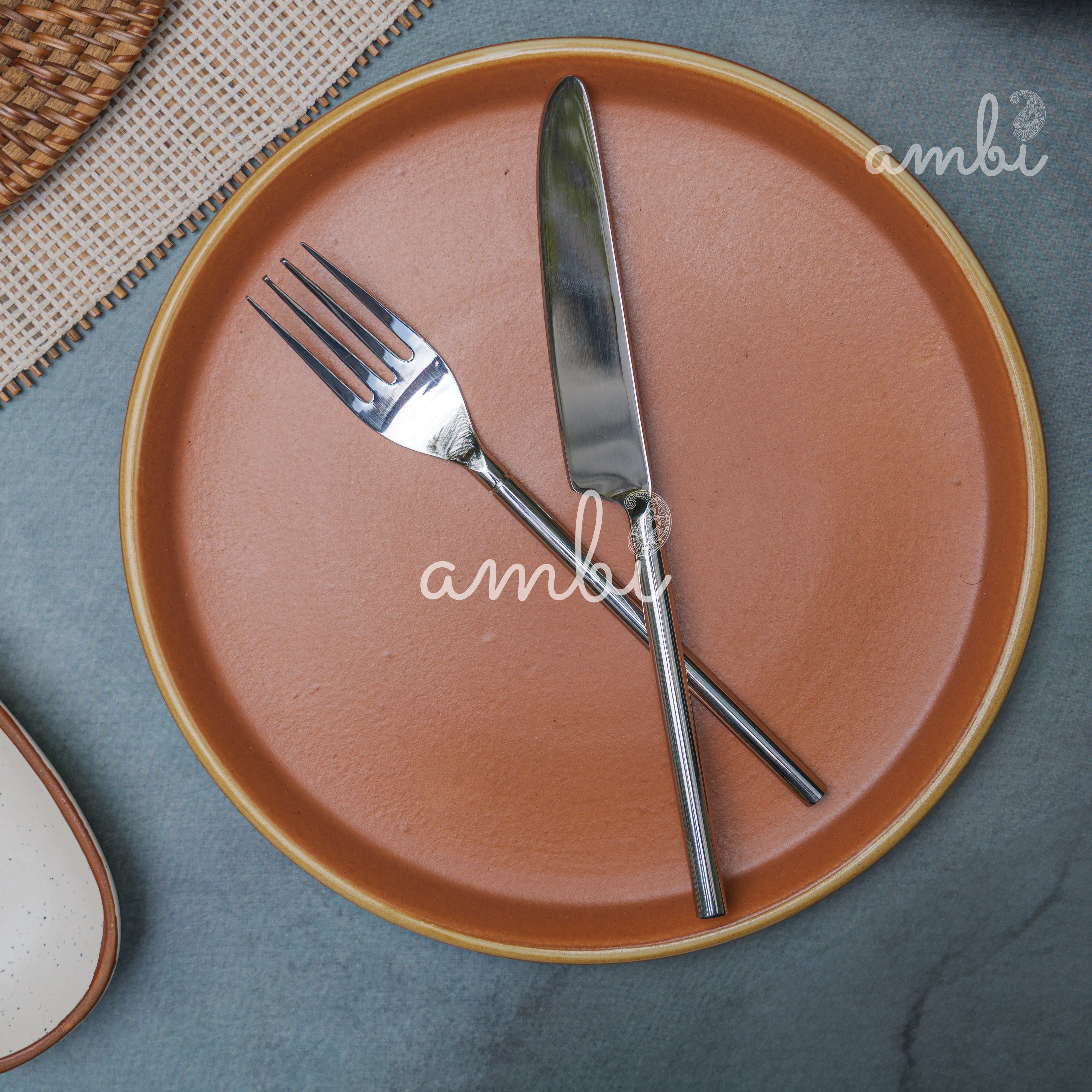 Handcrafted Heavy Steel Silver Cutlery Set of 4