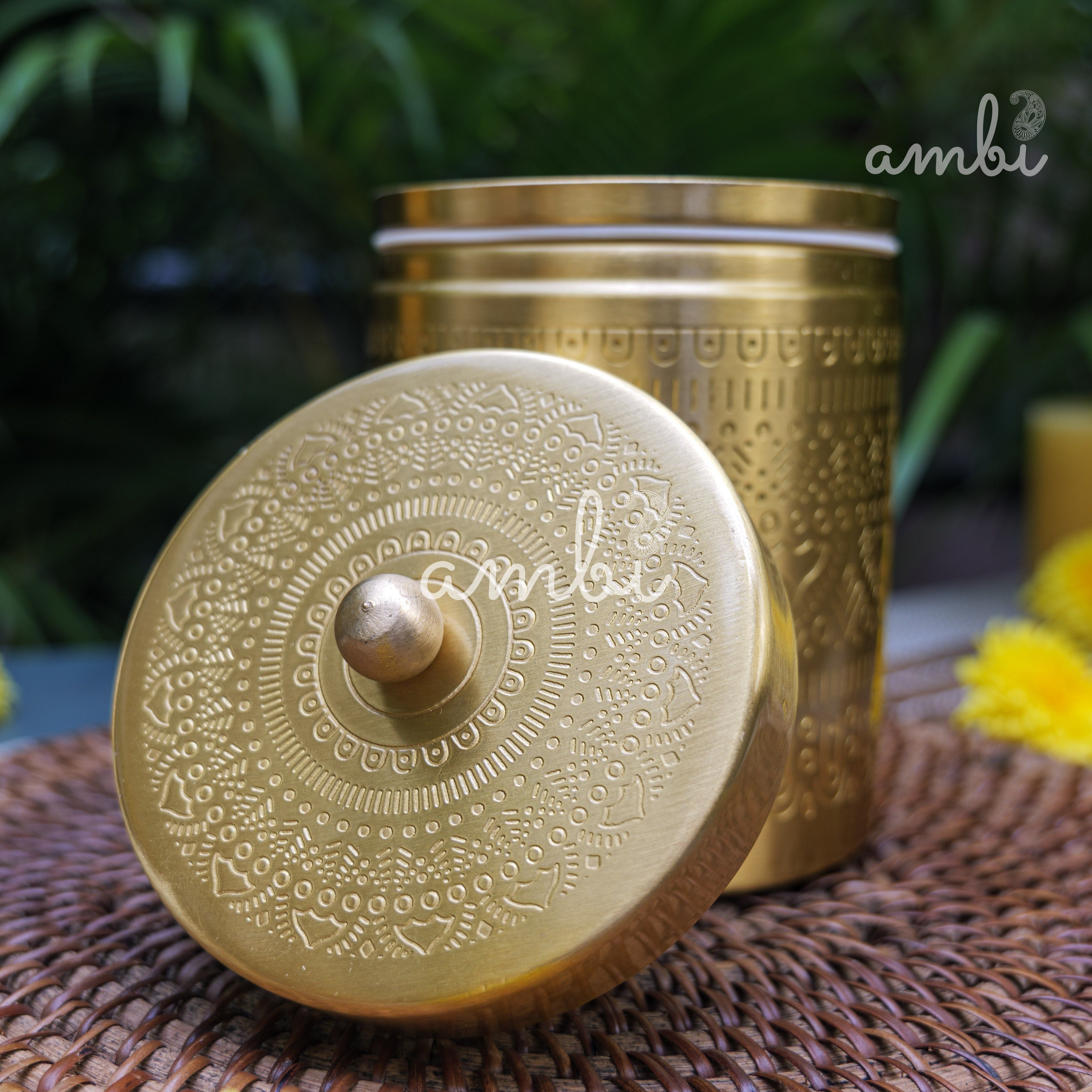 Ambi Pure Brass Elegant Etched Large Storage Box