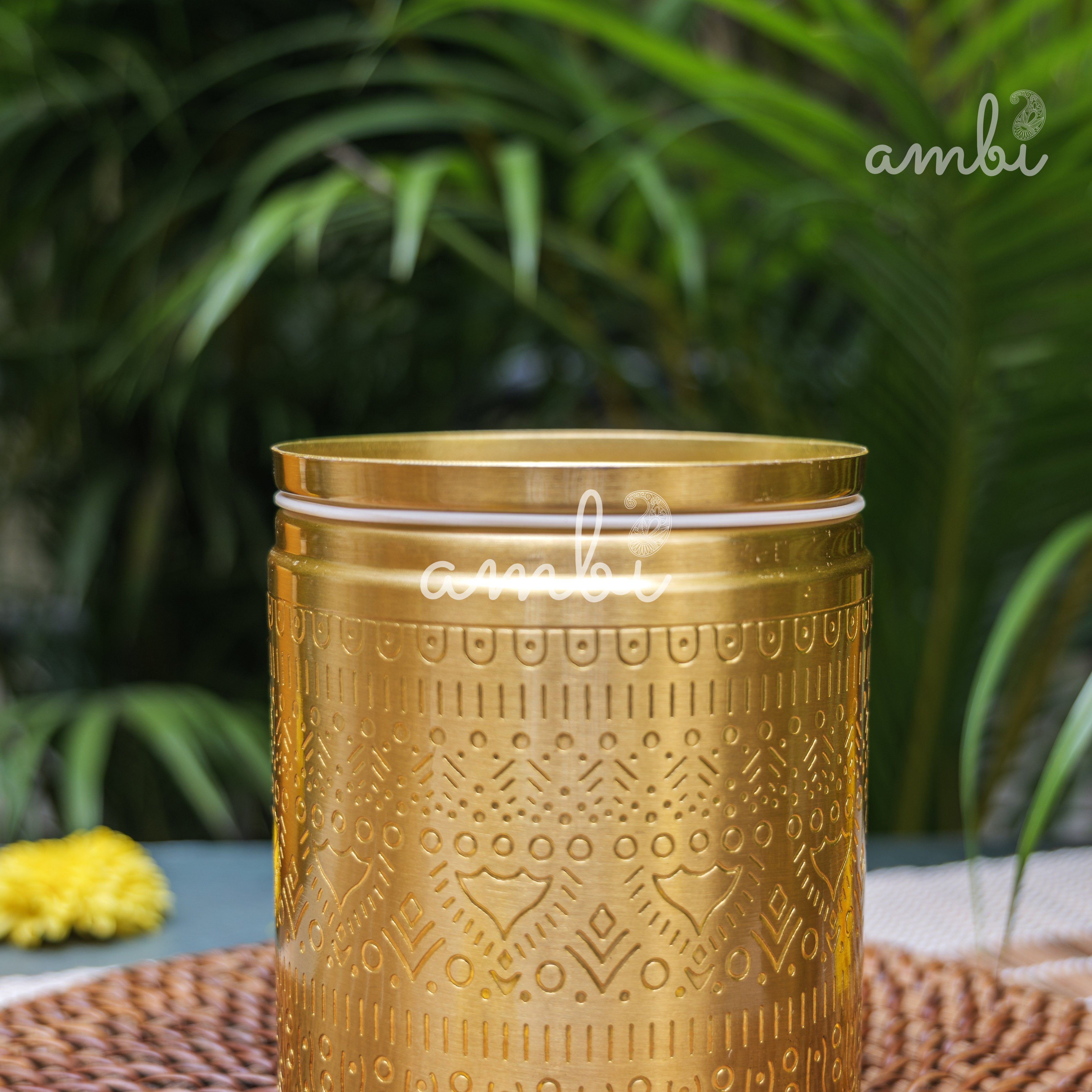 Ambi Pure Brass Elegant Etched Storage Box - Set of 3 (S, M, L)