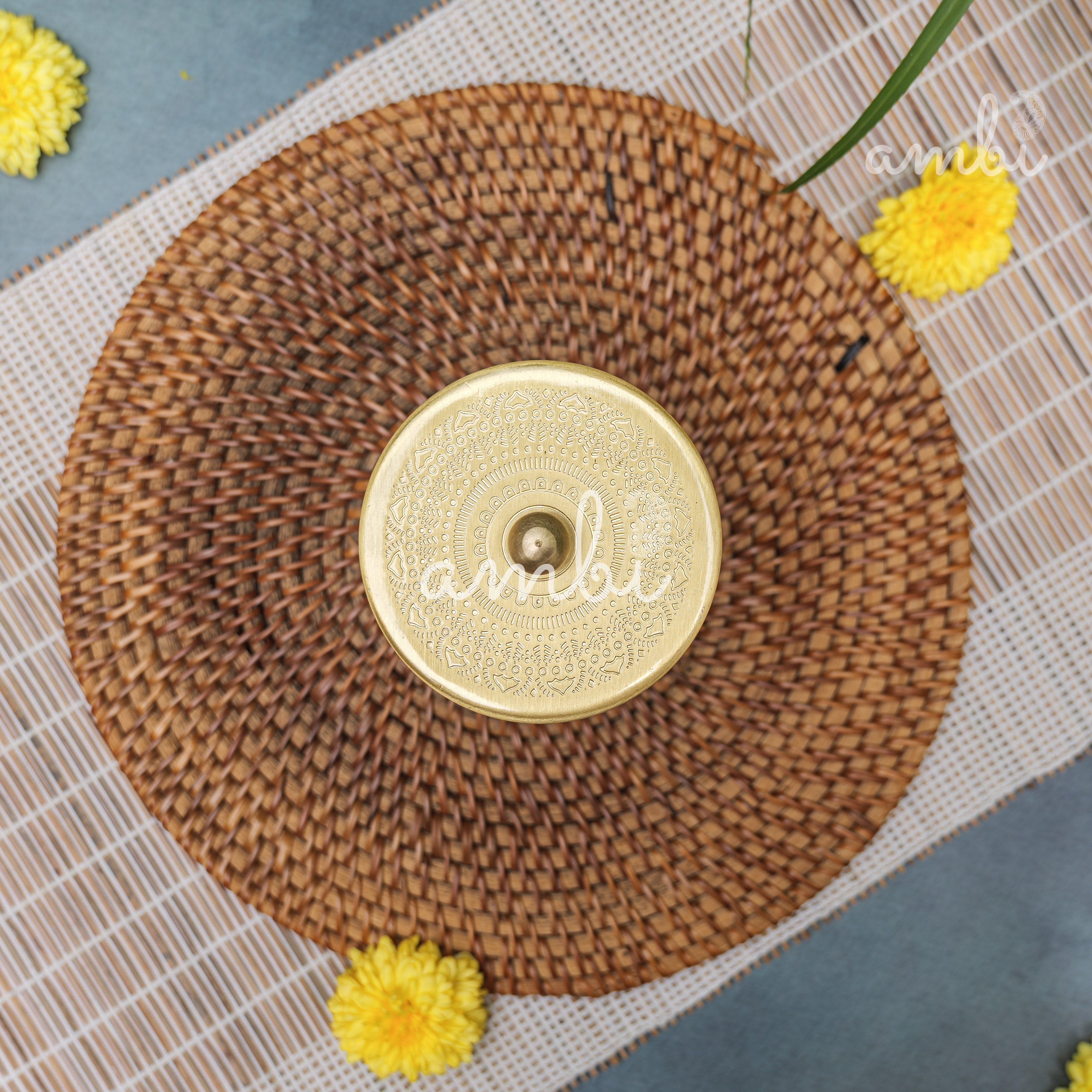 Ambi Pure Brass Elegant Etched Medium Storage Box