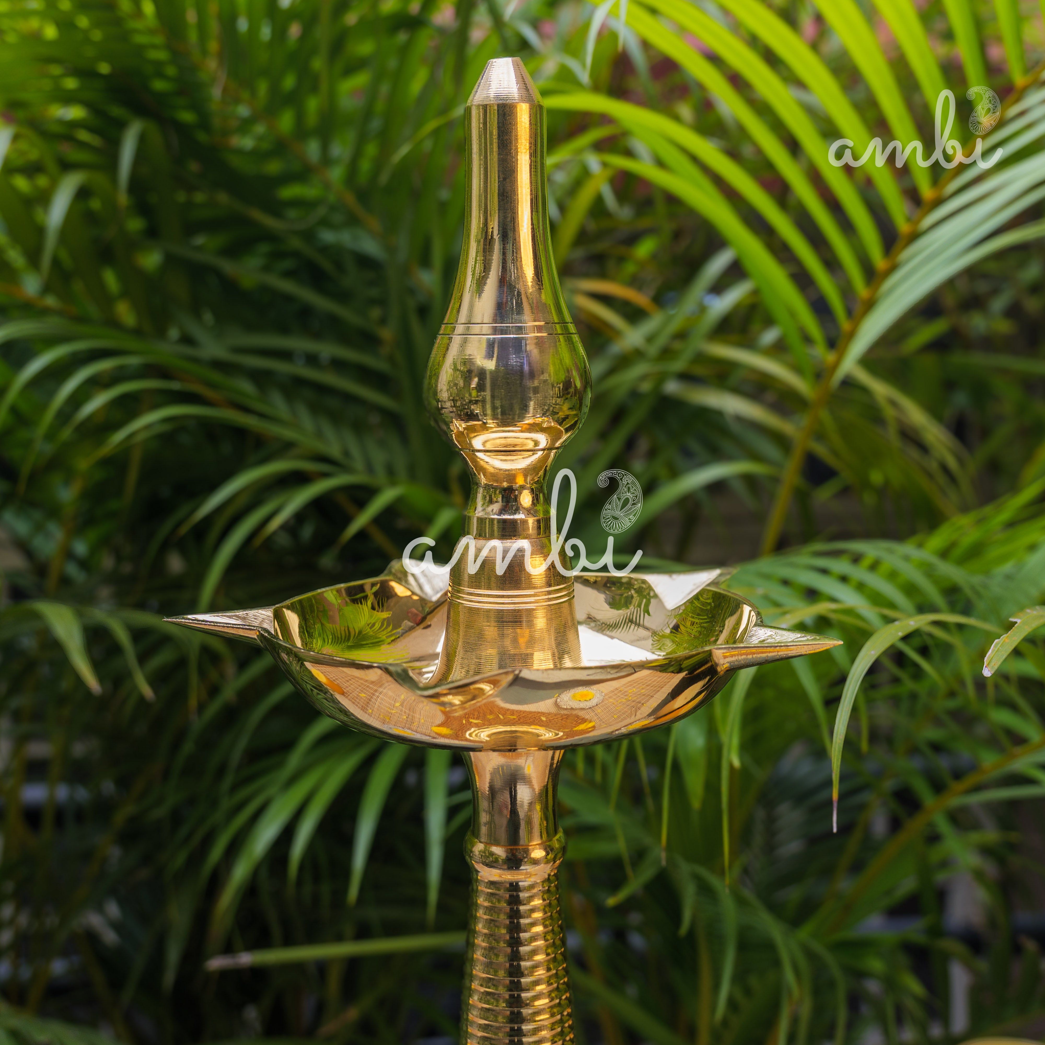 Ambi Pure Brass Kerala Pooja Deepam / Deepak tall 55 cm