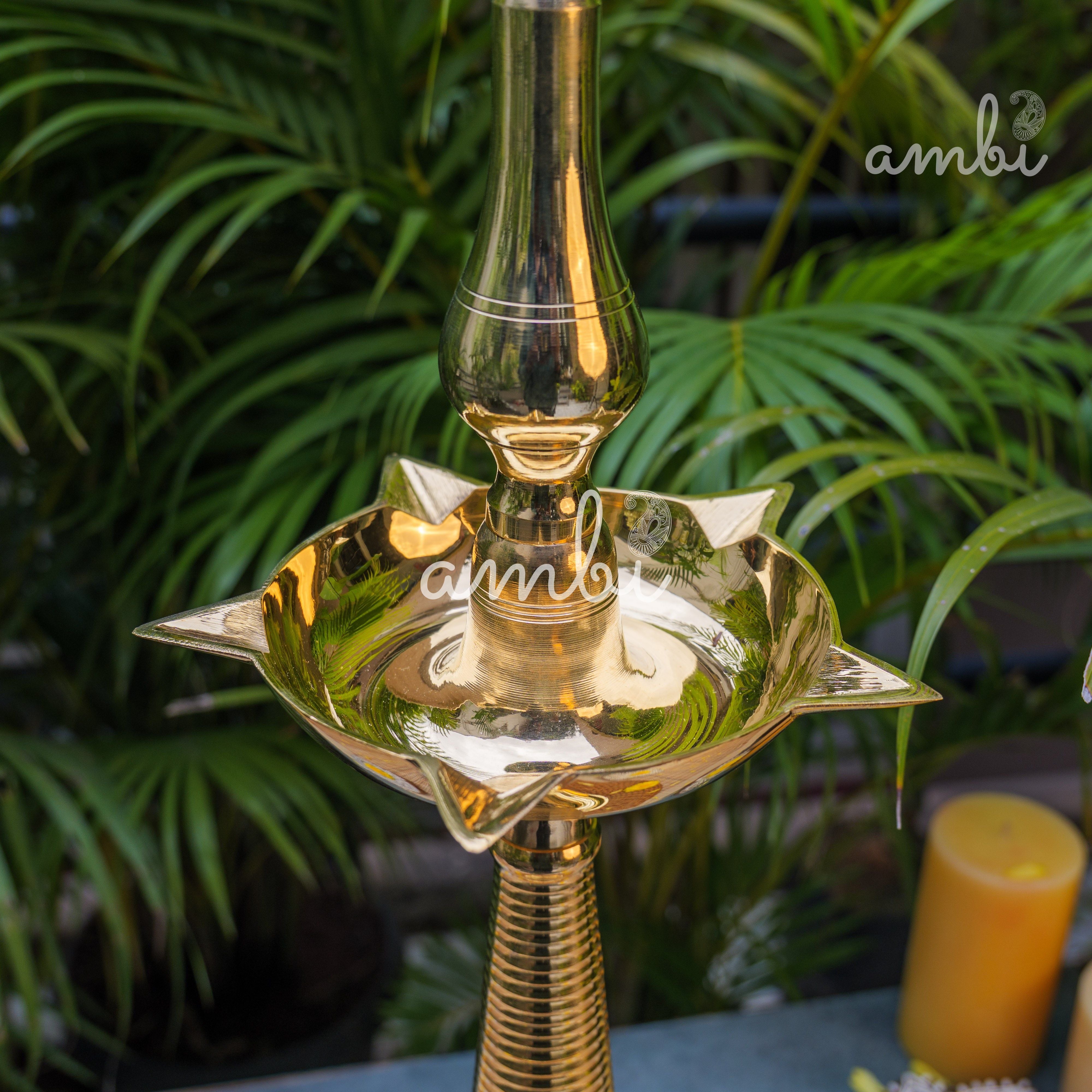 Ambi Pure Brass Kerala Pooja Deepam / Deepak tall 55 cm