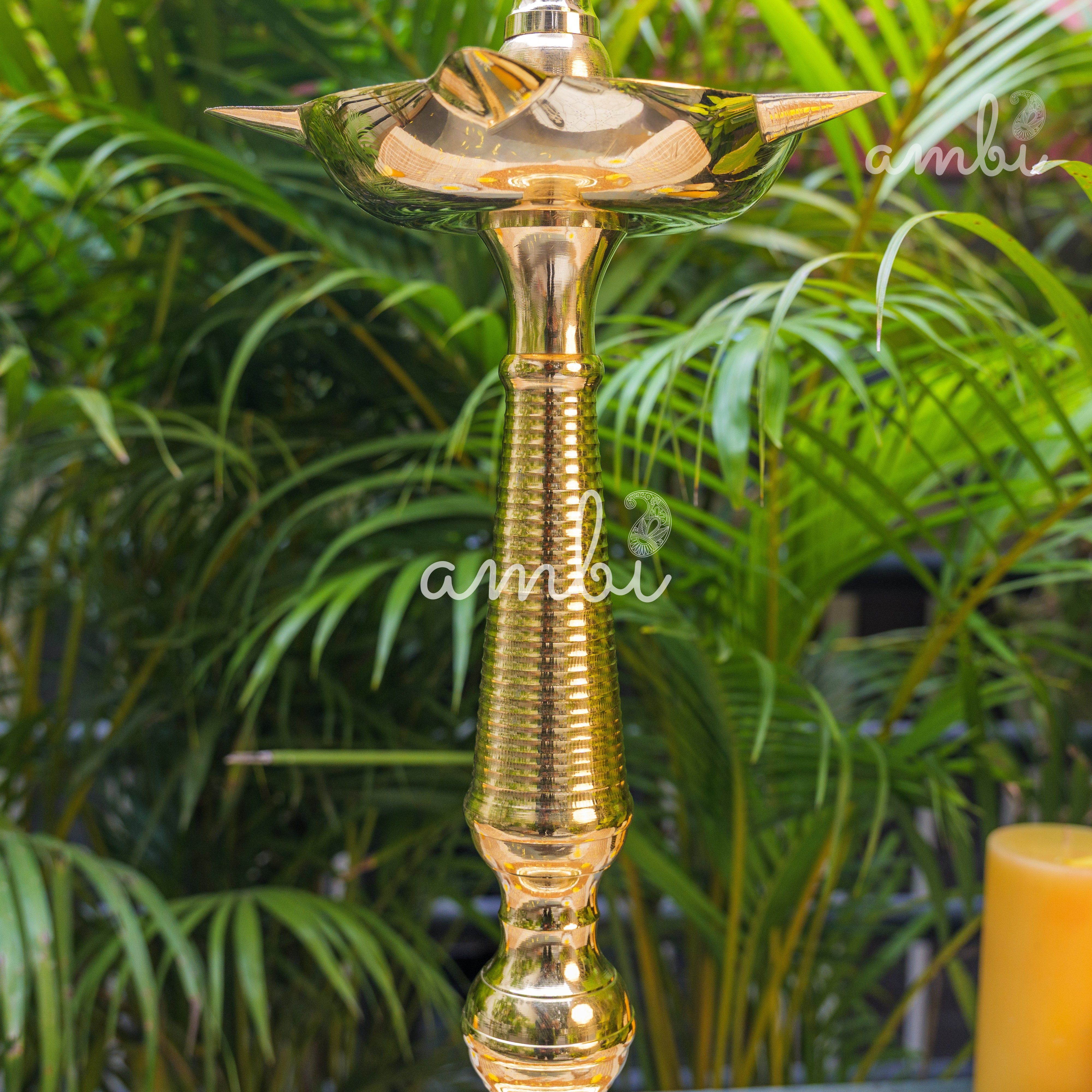 Ambi Pure Brass Kerala Pooja Deepam / Deepak tall 55 cm