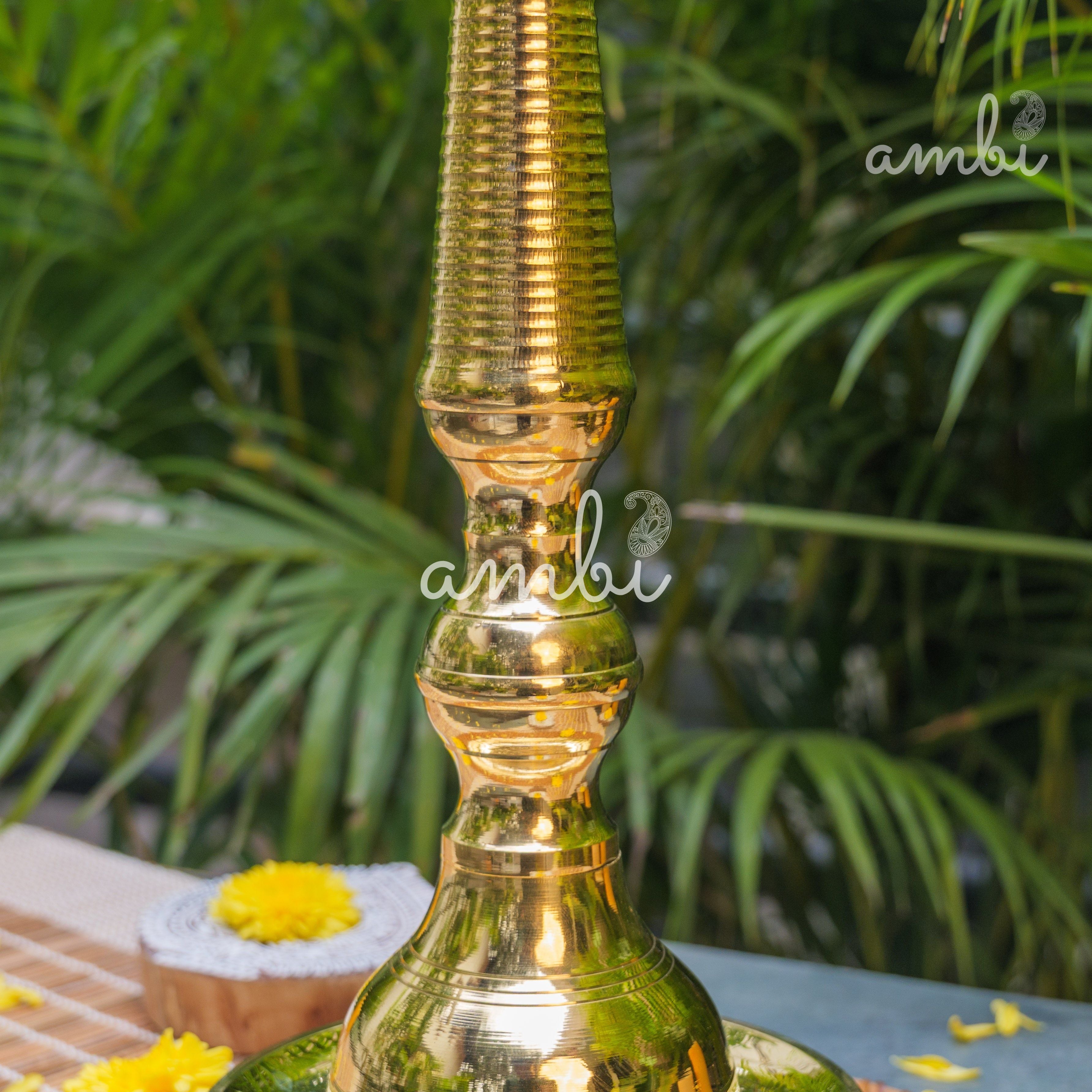 Ambi Pure Brass Kerala Pooja Deepam / Deepak tall 55 cm