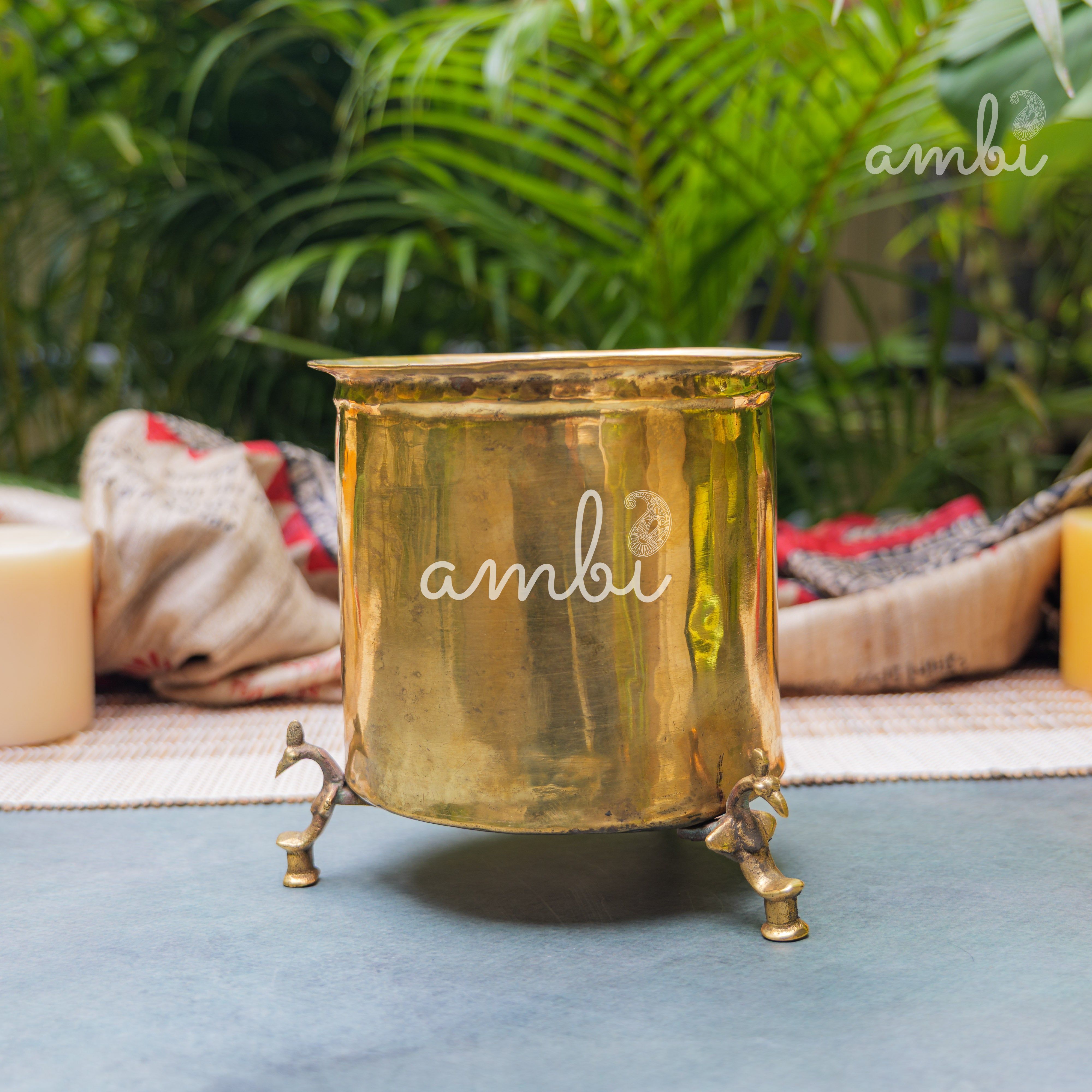 Vintage Brass Water Pot (Mataka) on Legs