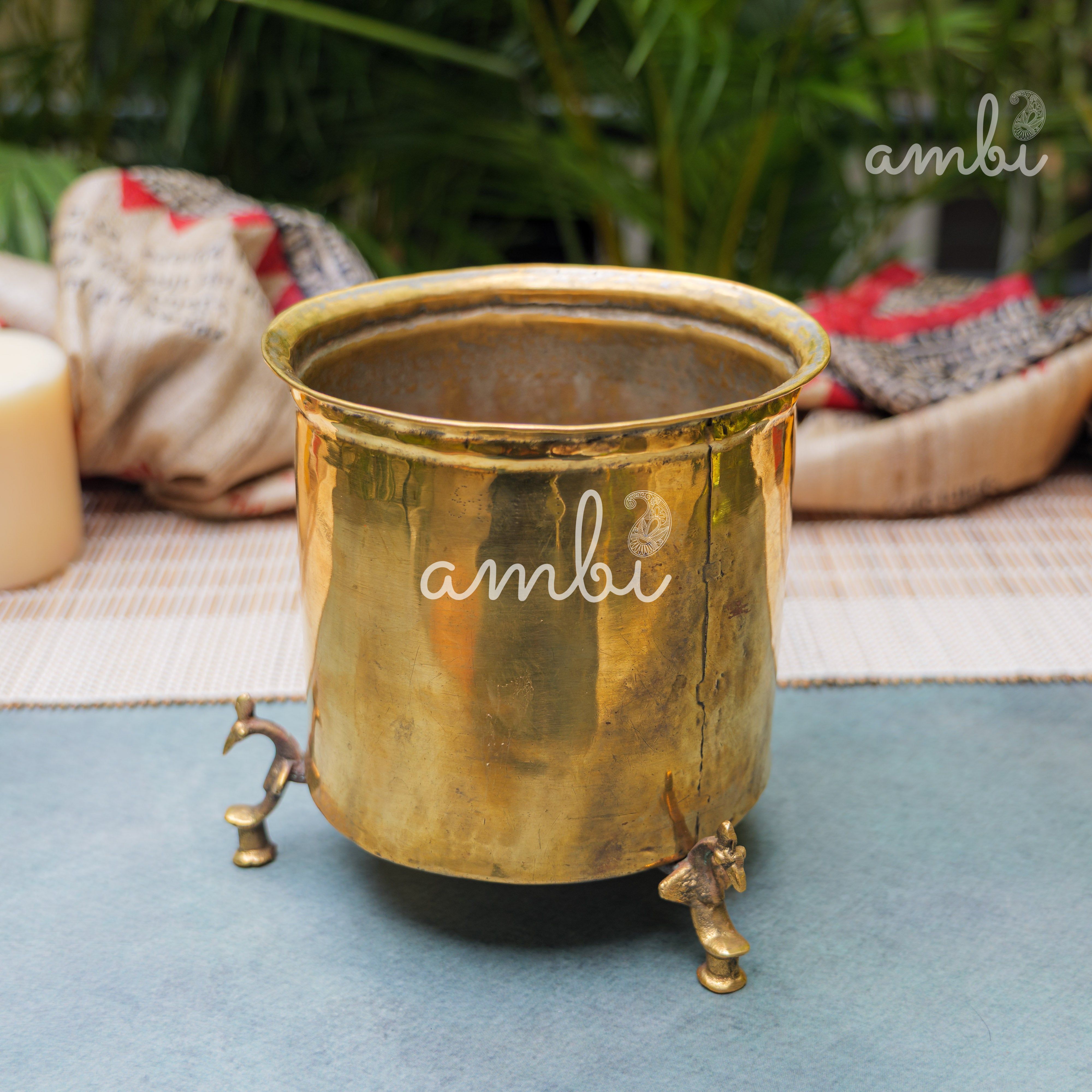 Vintage Brass Water Pot (Mataka) on Legs