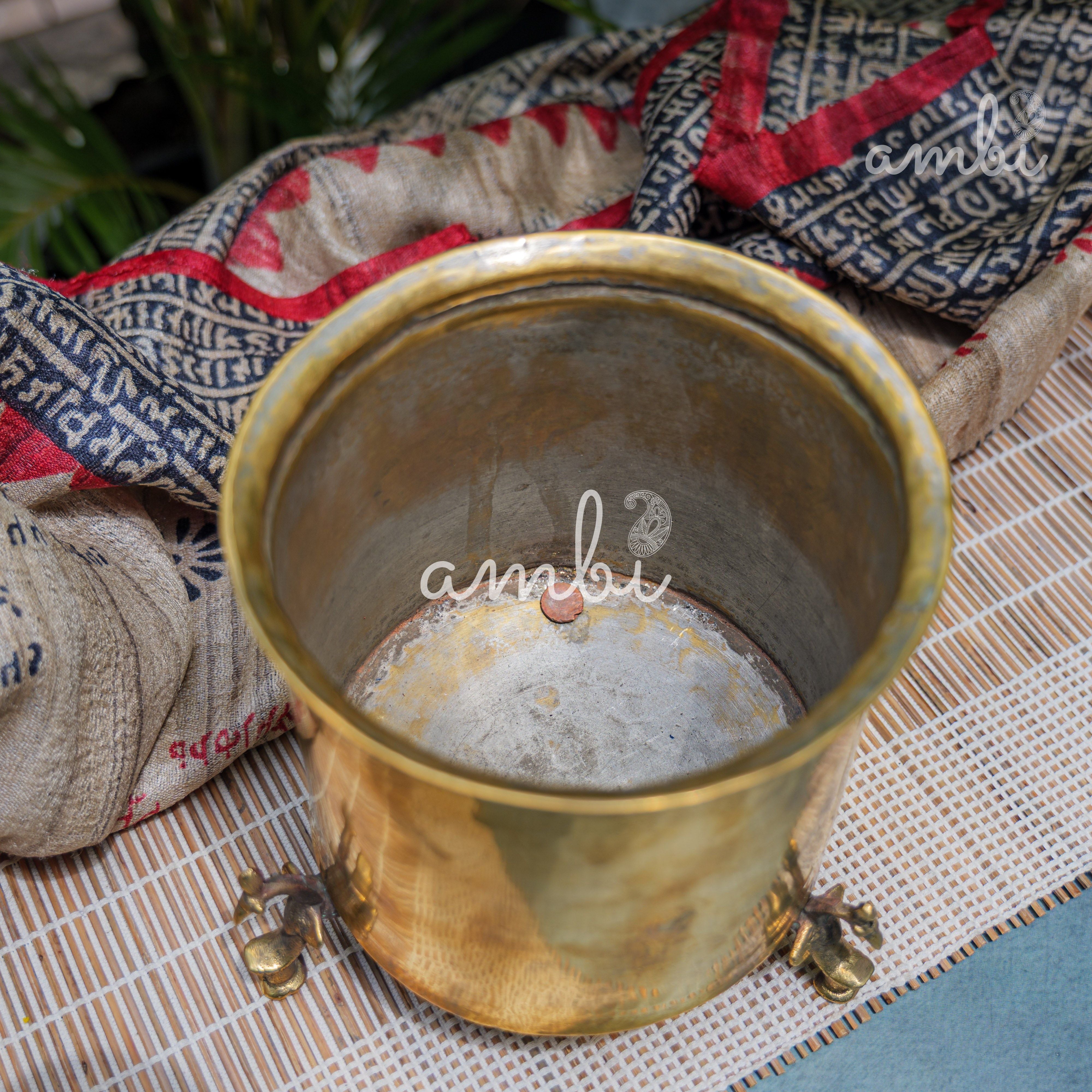 Vintage Brass Water Pot (Mataka) on Legs