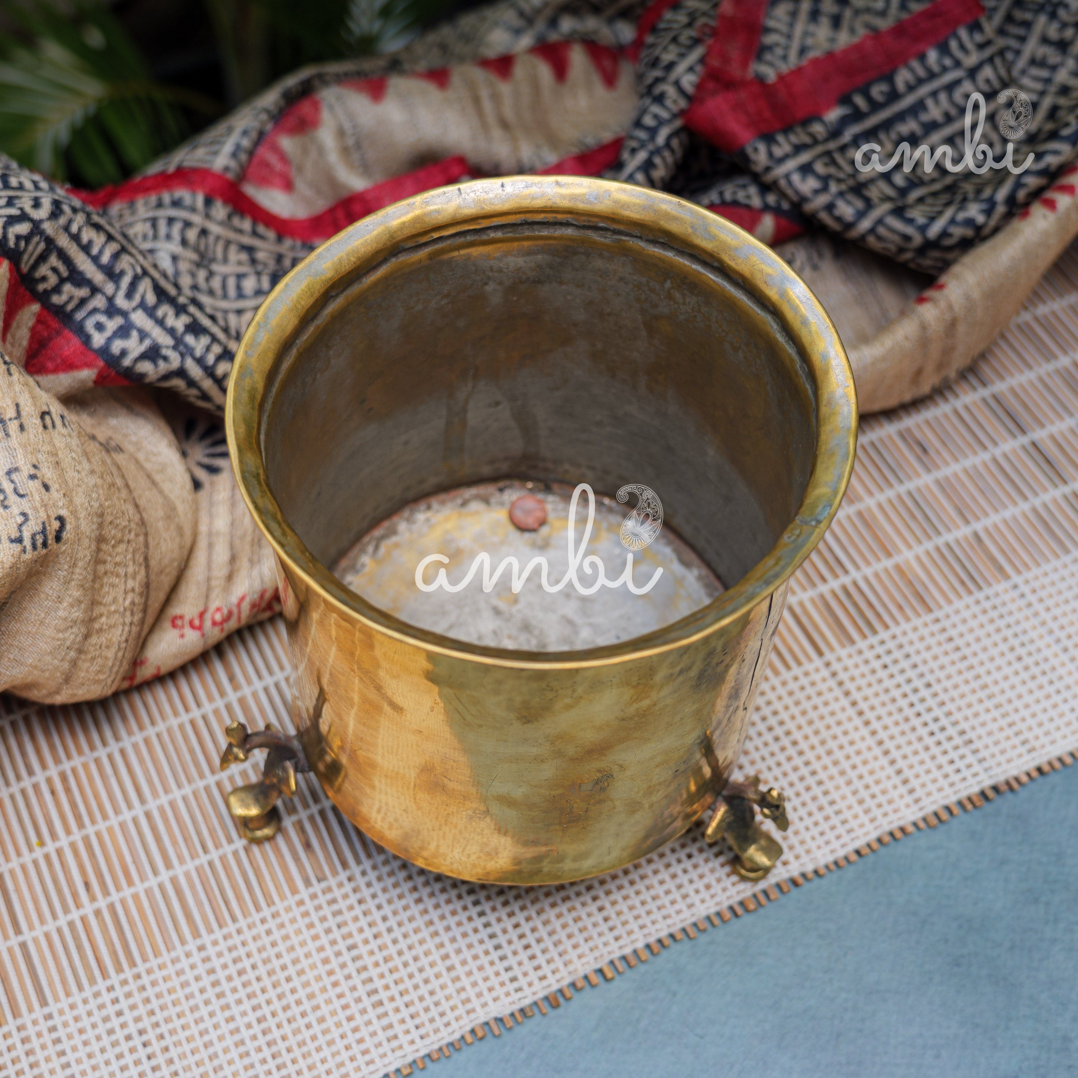 Vintage Brass Water Pot (Mataka) on Legs