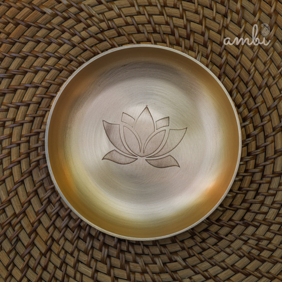 Ambi Kansa Dessert Plate with Lotus Design and Spoon Gift Box - Set of 4