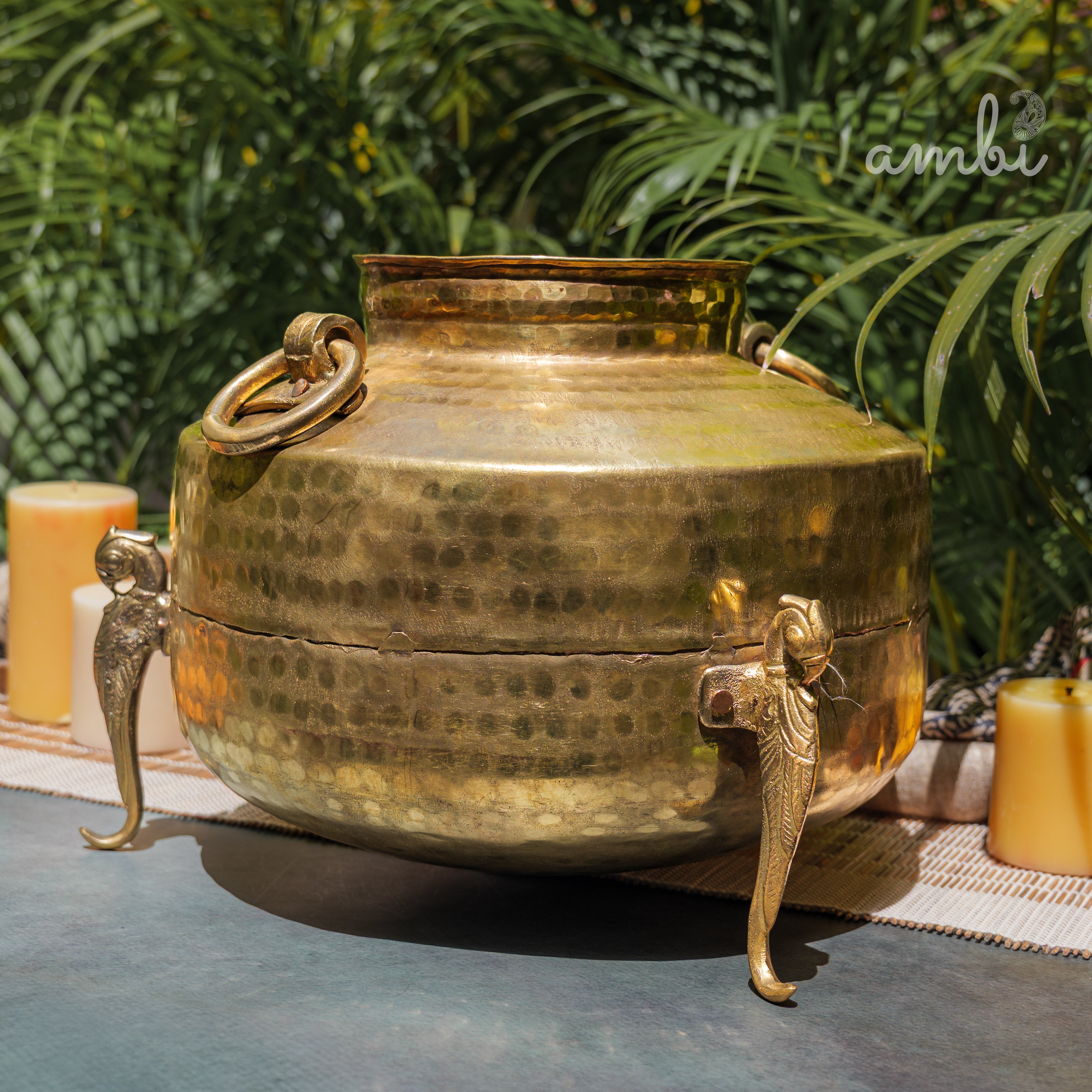 Hand Crafted Vintage Decorative Brass Rare Water Pot - Large - Planter / Vase
