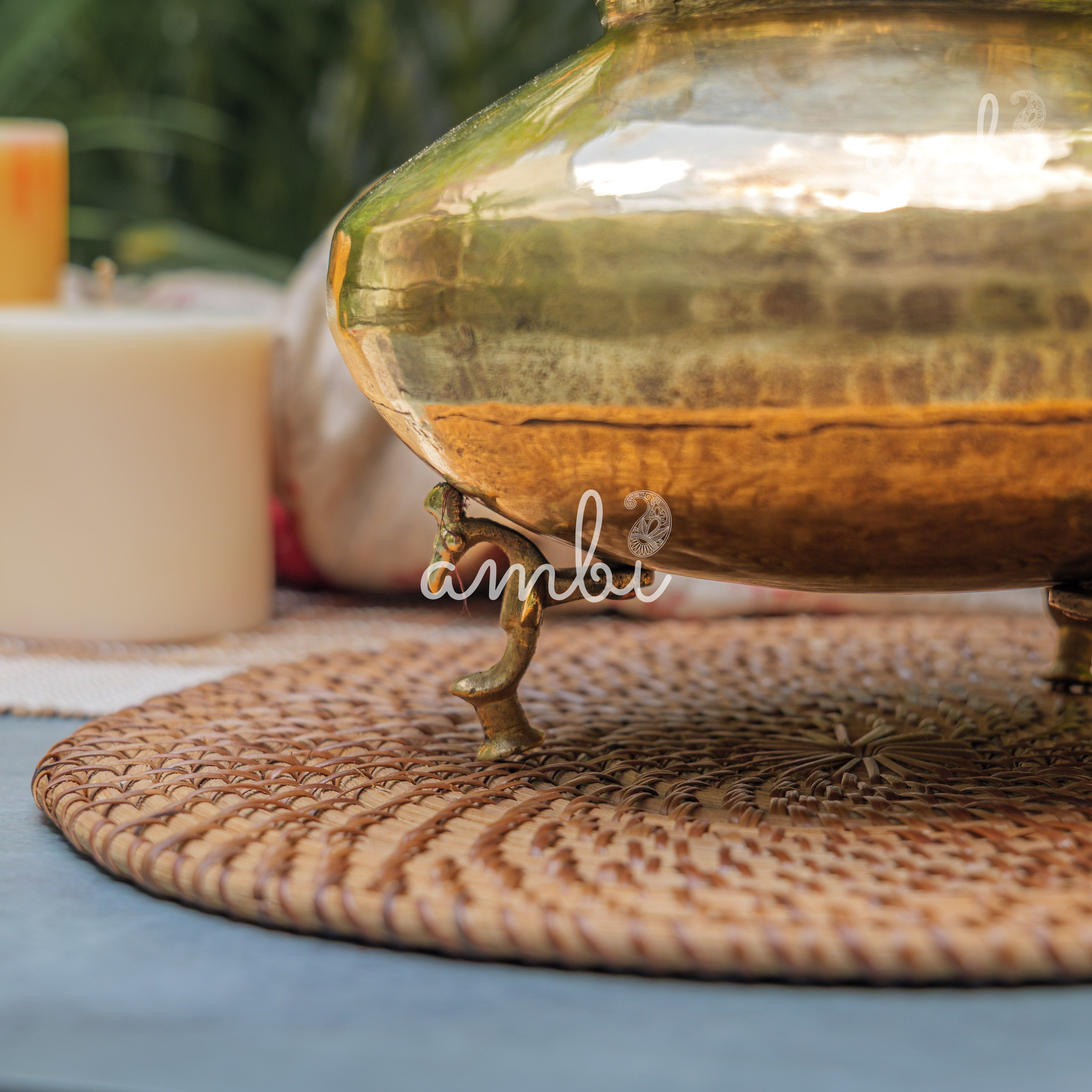 Vintage Brass Water Pot (Mataka) on Legs