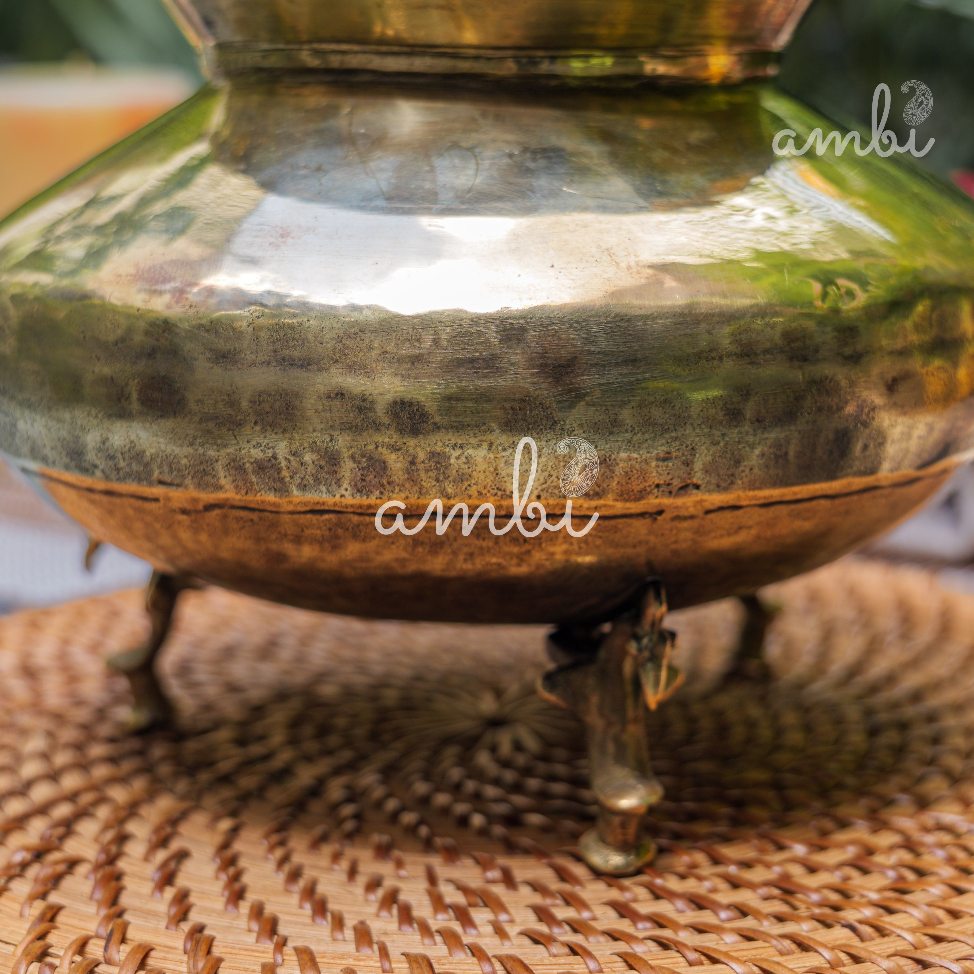 Vintage Brass Water Pot (Mataka) on Legs