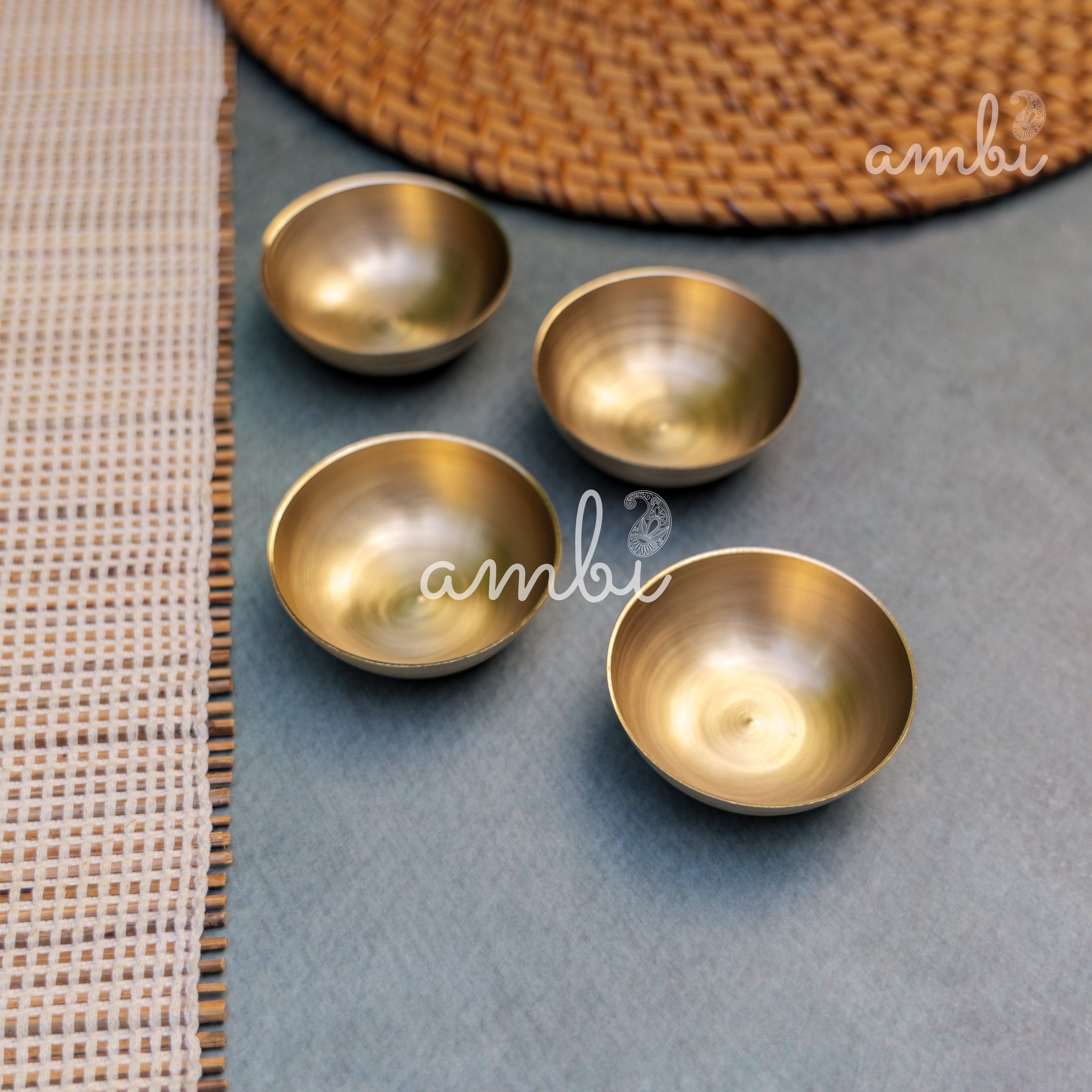 AMBI Pure 100% Lead Free Kansa Mini Katori / Mini Bowl Set of 2 - 25 ML (Each)