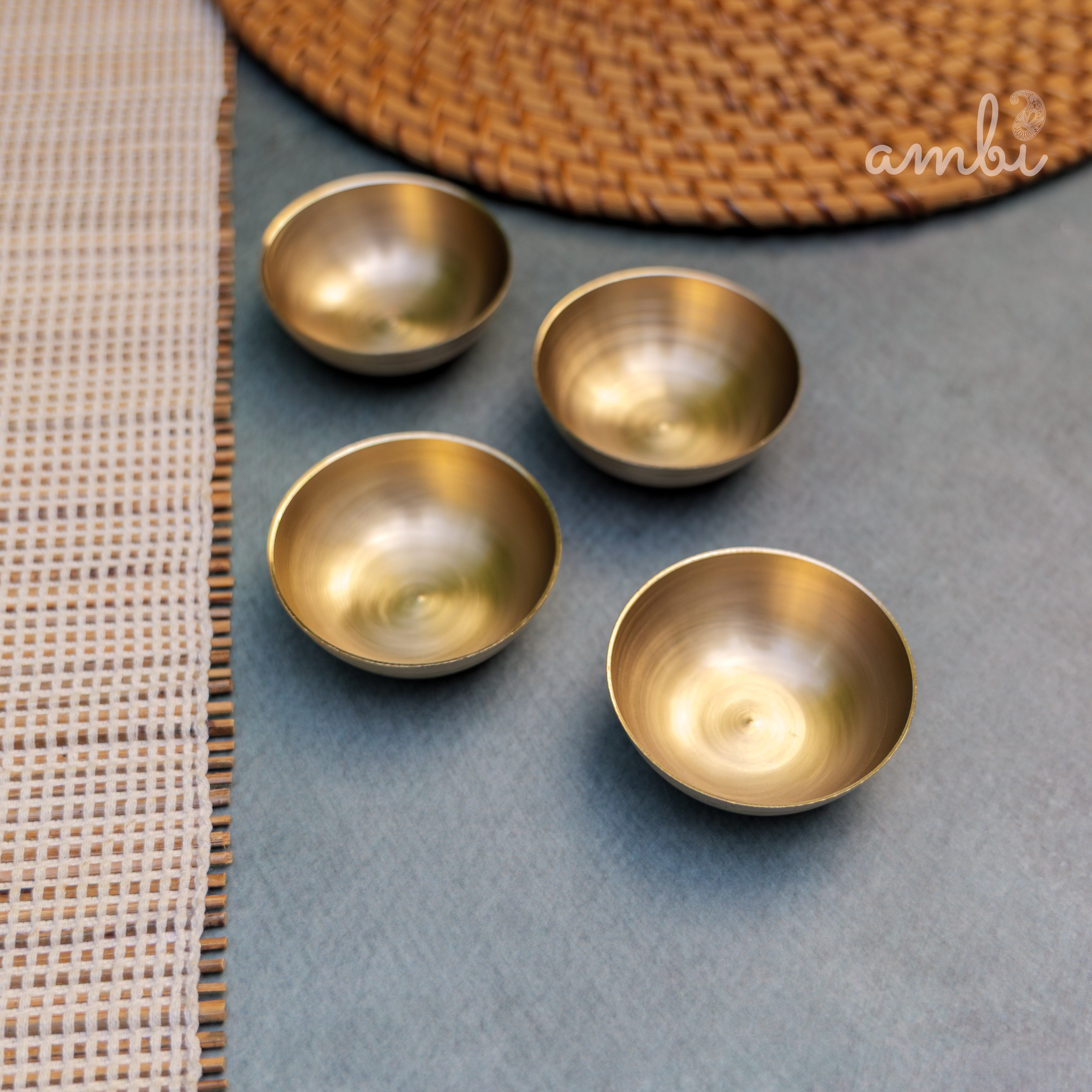 AMBI Pure 100% Lead Free Kansa Mini Katori / Mini Bowl Set of 2 - 25 ML (Each)