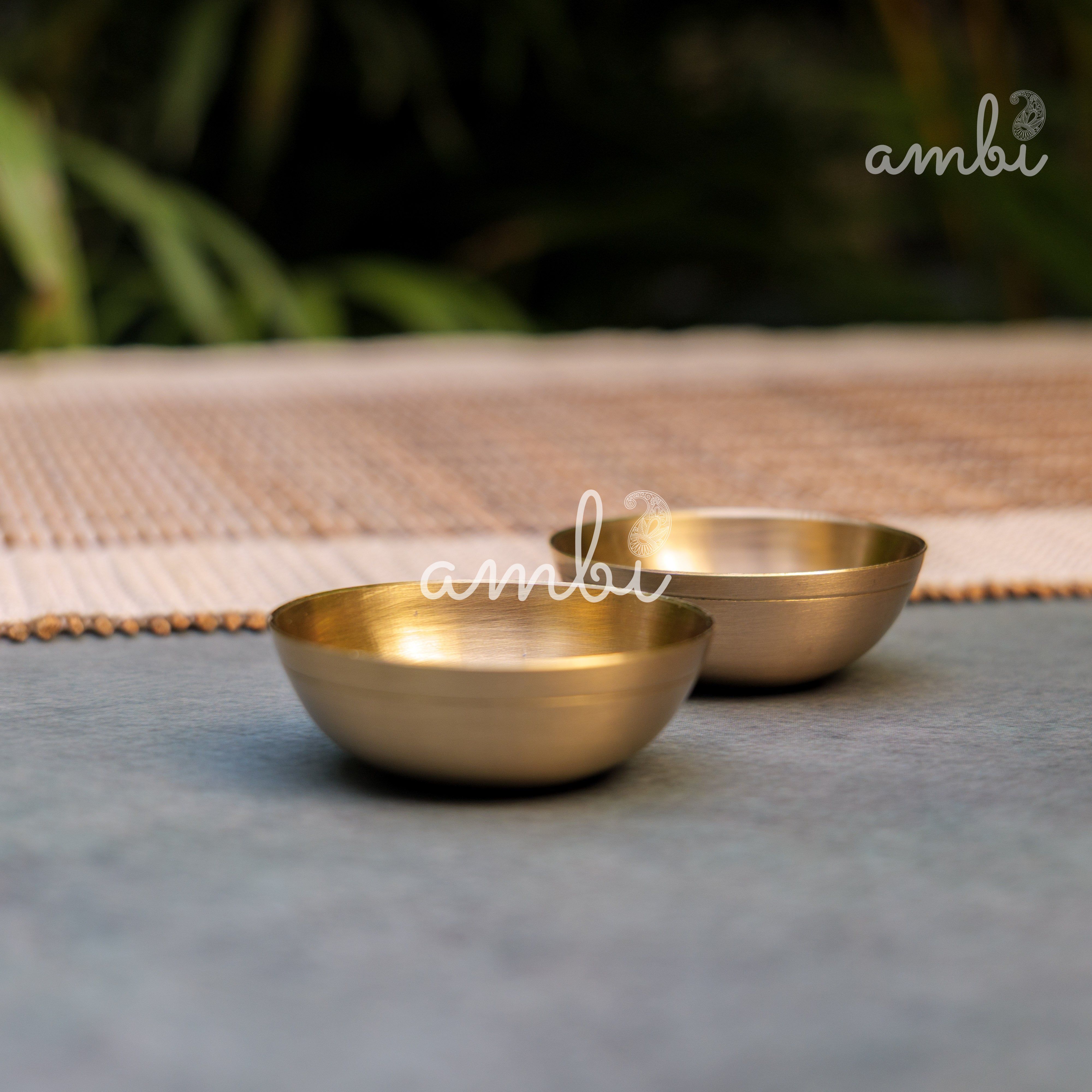 AMBI Pure 100% Lead Free Kansa Mini Katori / Mini Bowl Set of 2 - 25 ML (Each)