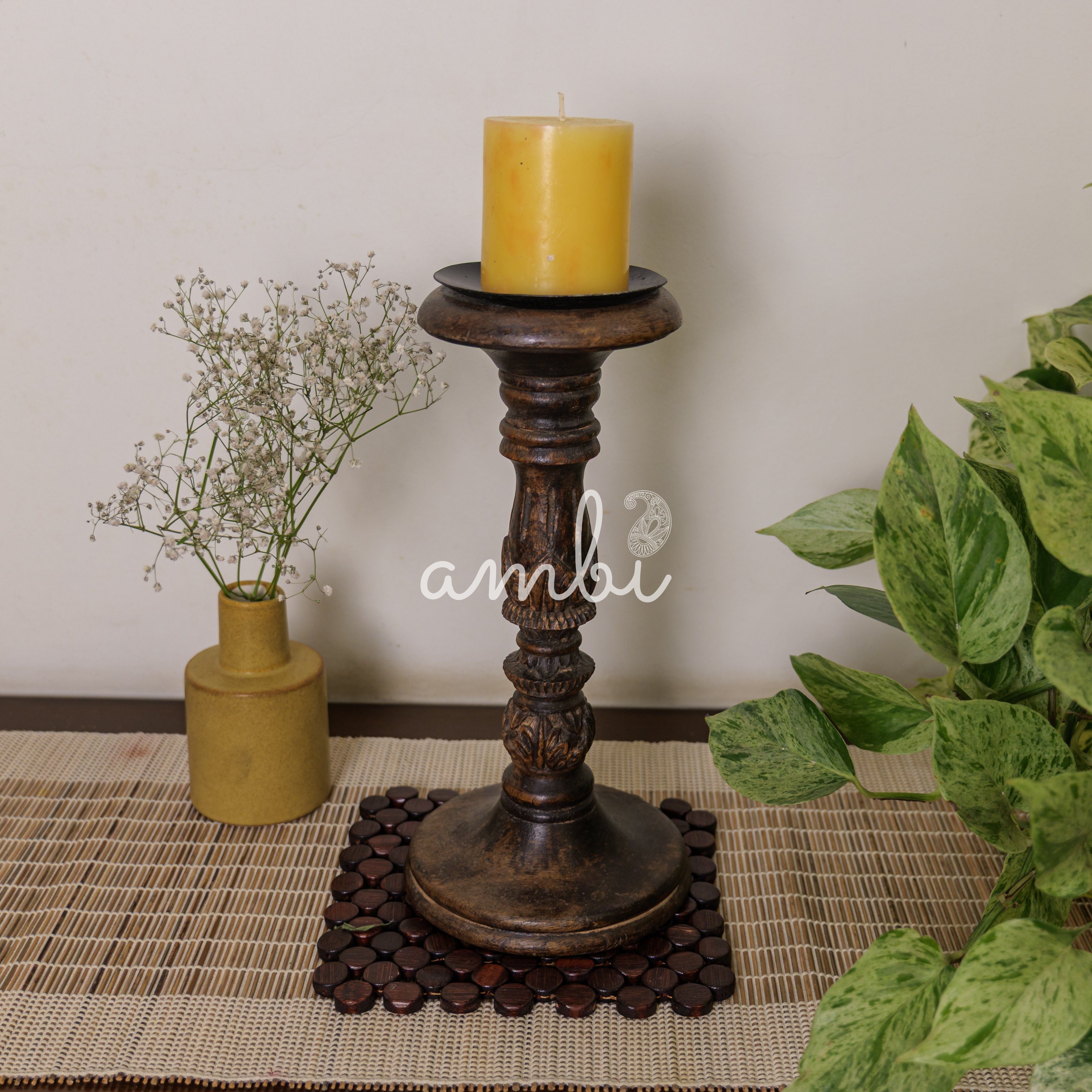 Elegant Vintage Candle Stand - Brown