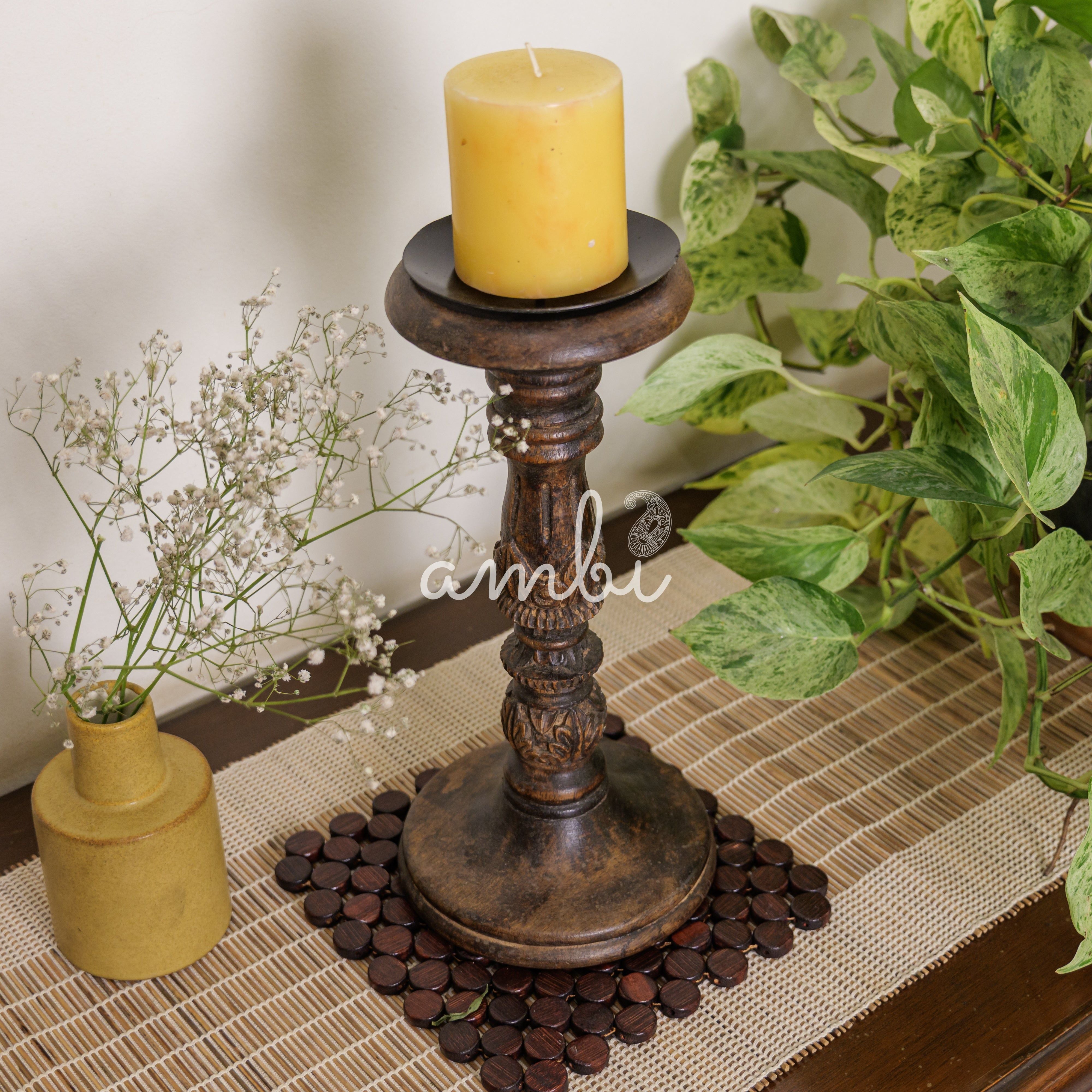 Elegant Vintage Candle Stand - Brown