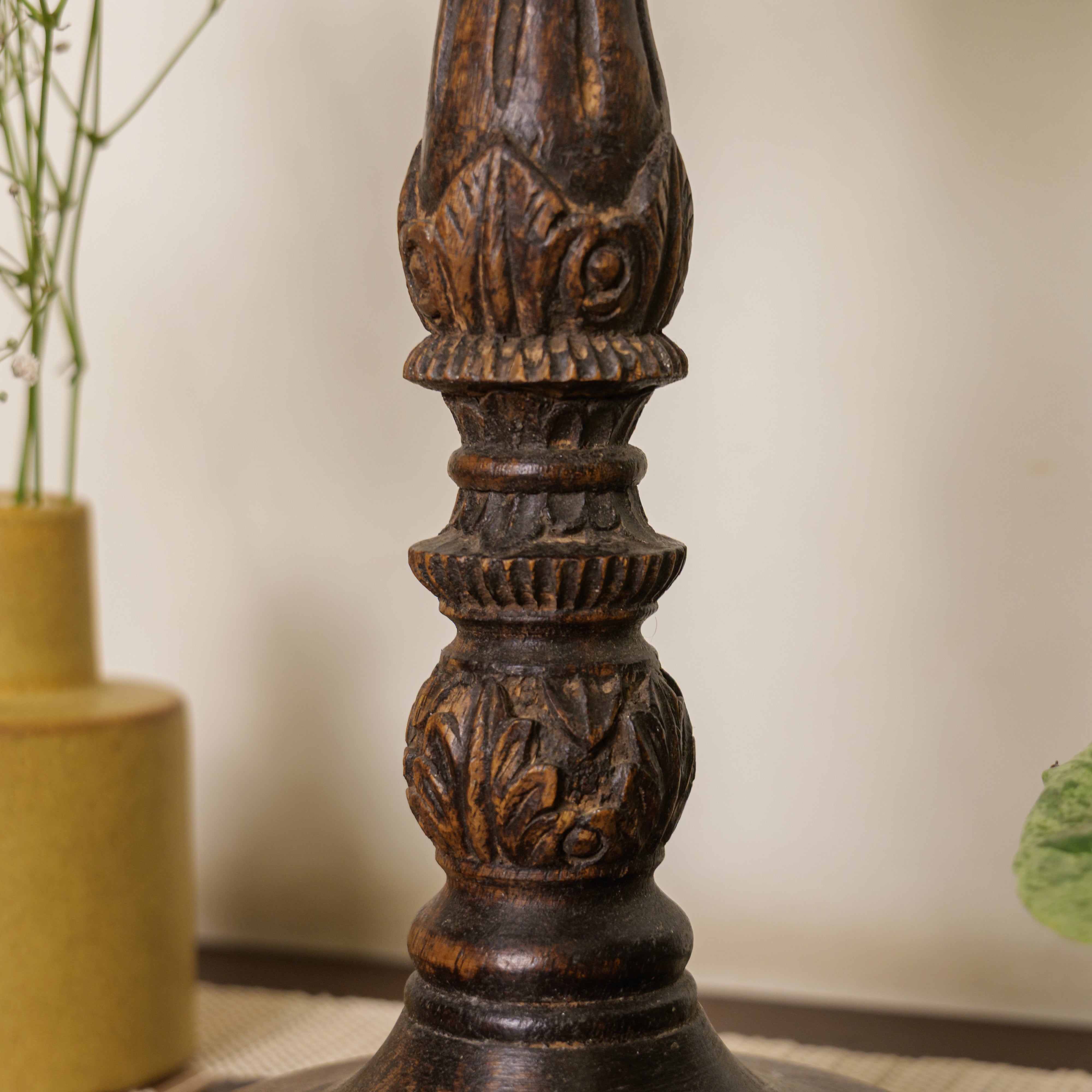 Elegant Vintage Candle Stand - Brown