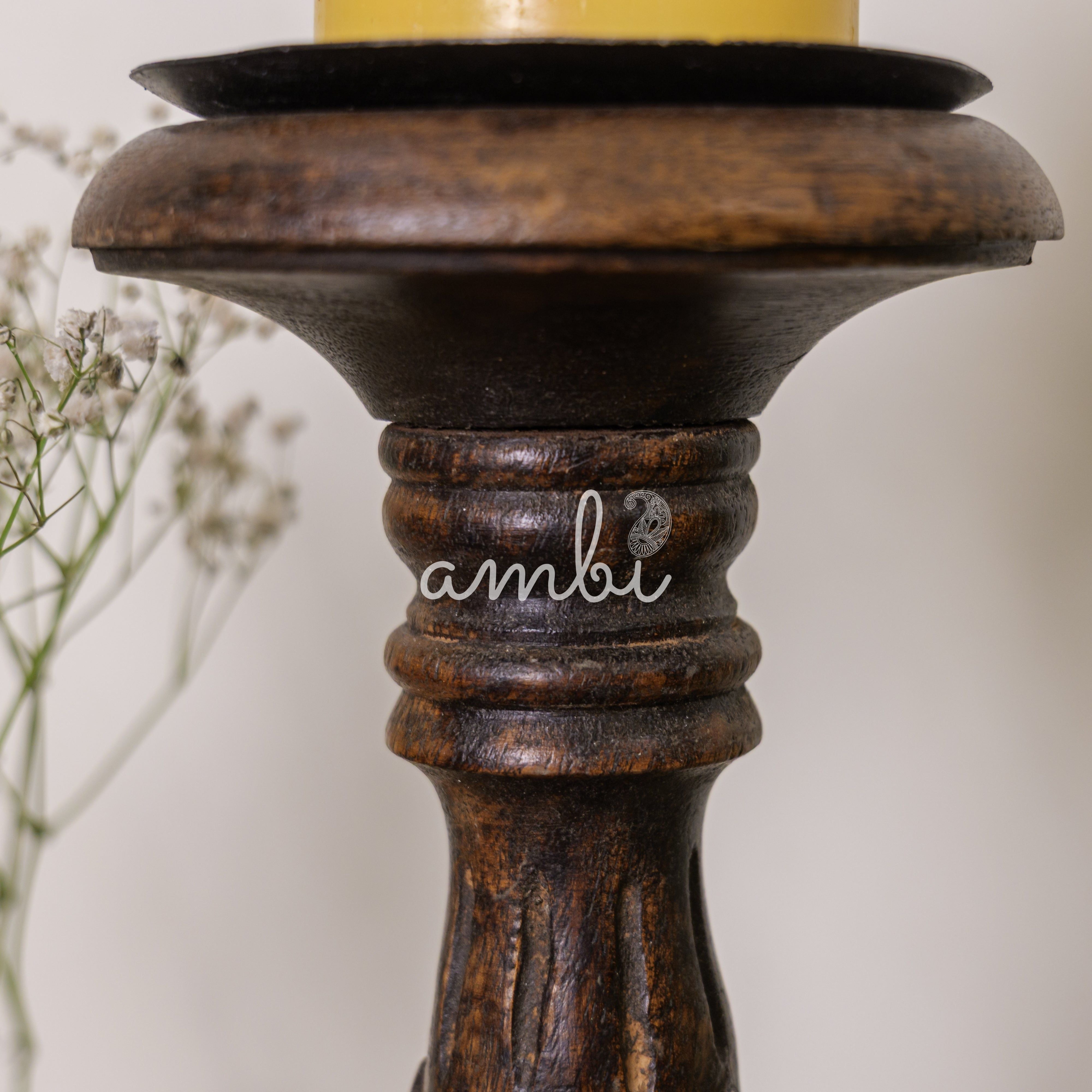 Elegant Vintage Candle Stand - Brown