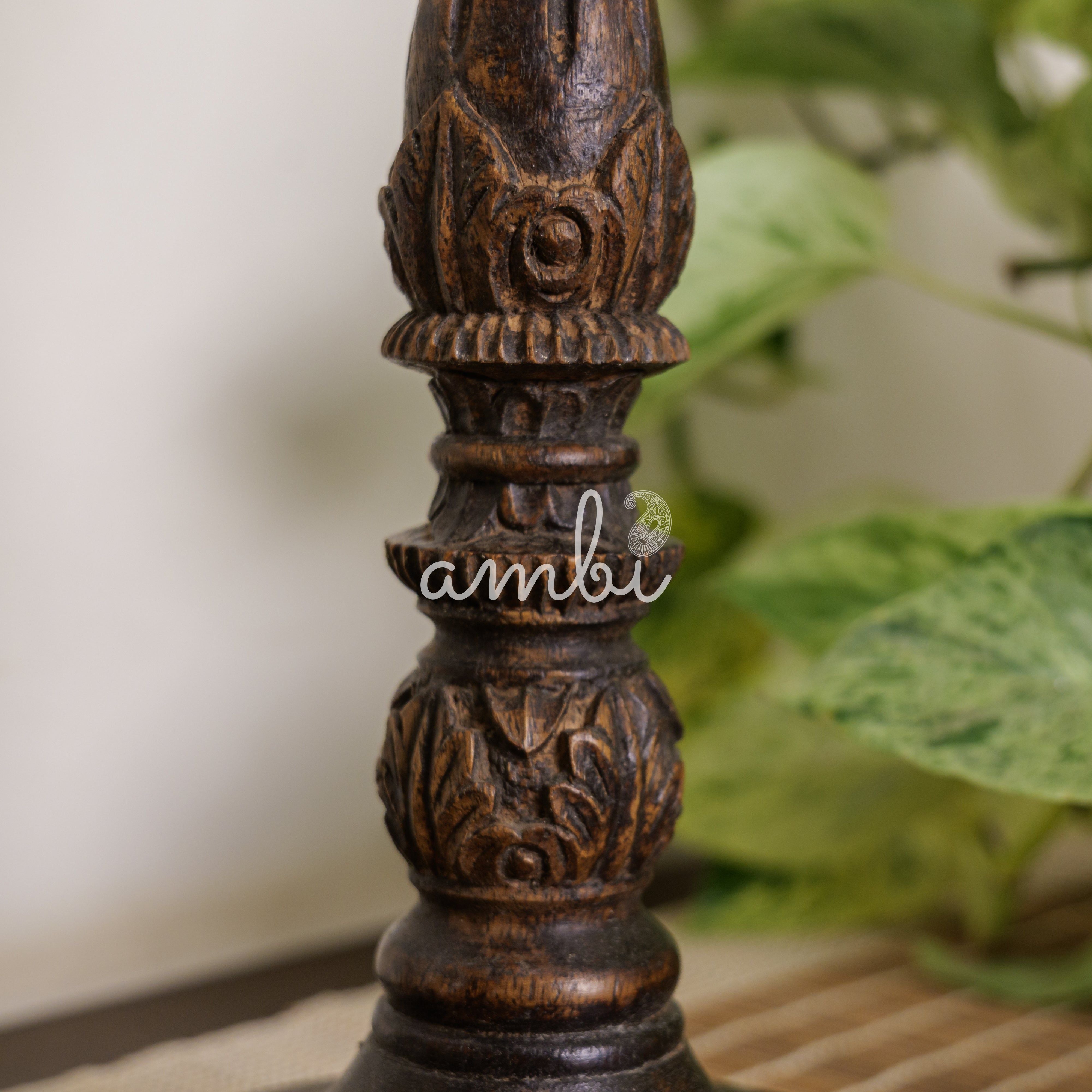 Elegant Vintage Candle Stand - Brown