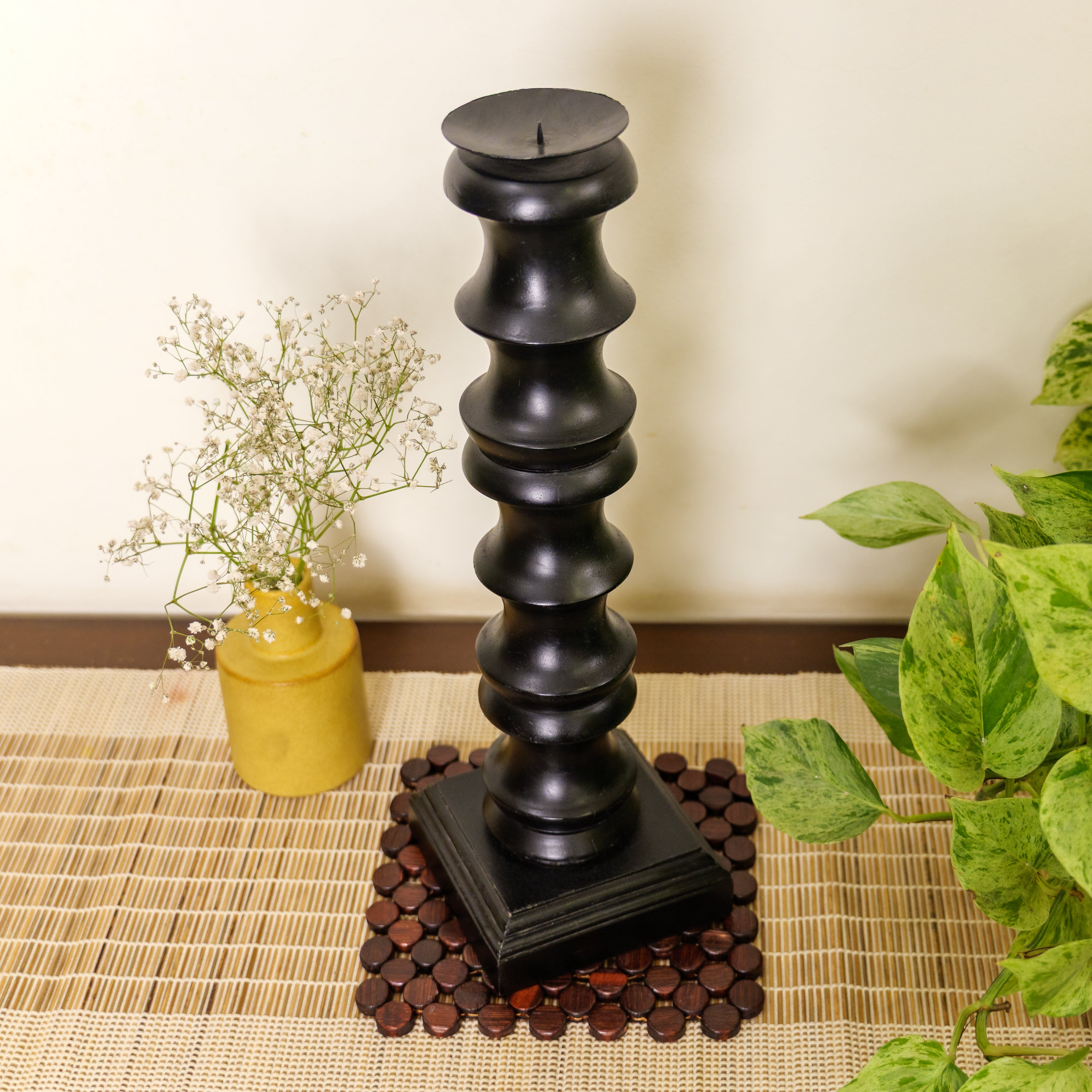 Classy Vintage Candle Stand - Black