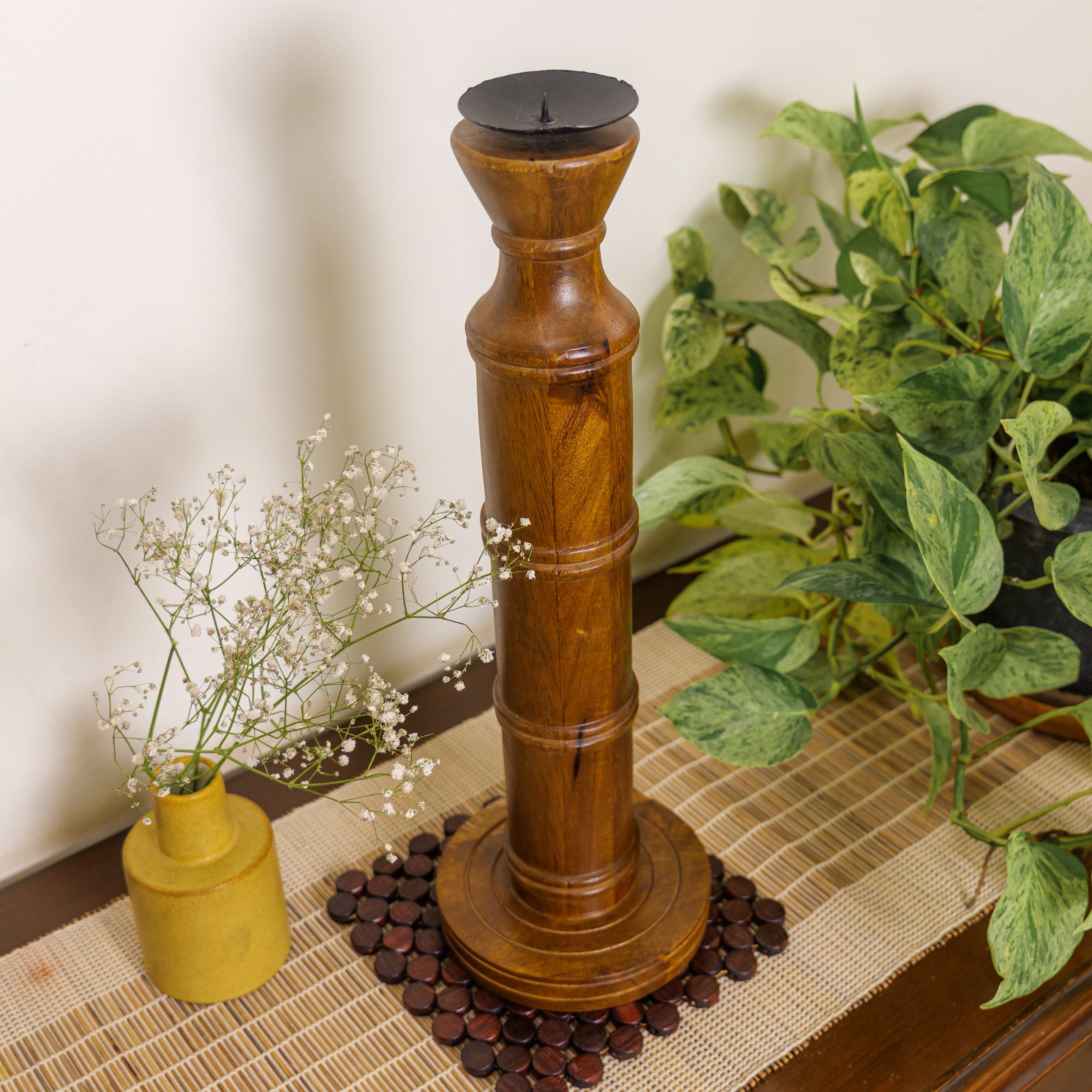 Classy Vintage Candle Stand - Brown