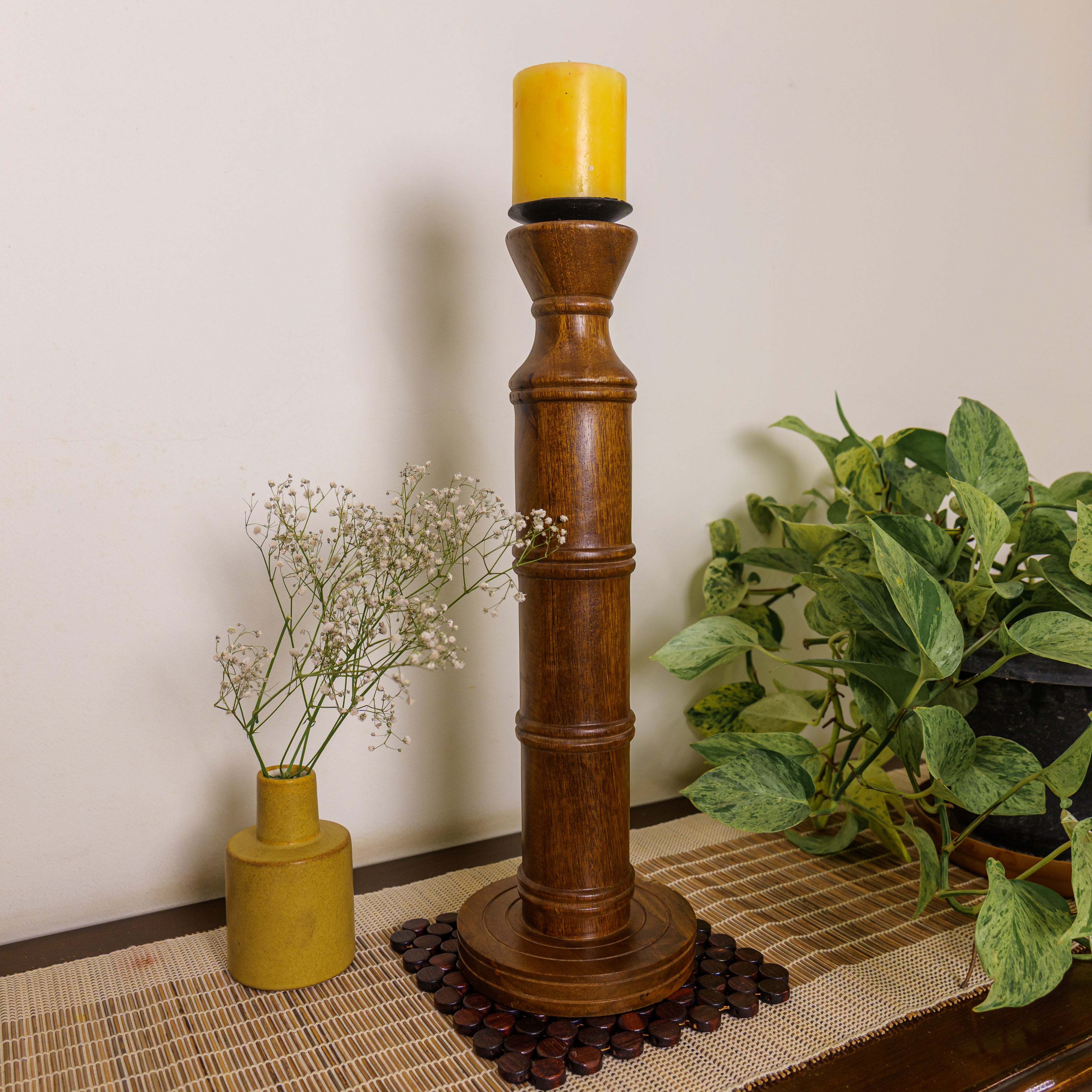 Classy Vintage Candle Stand - Brown