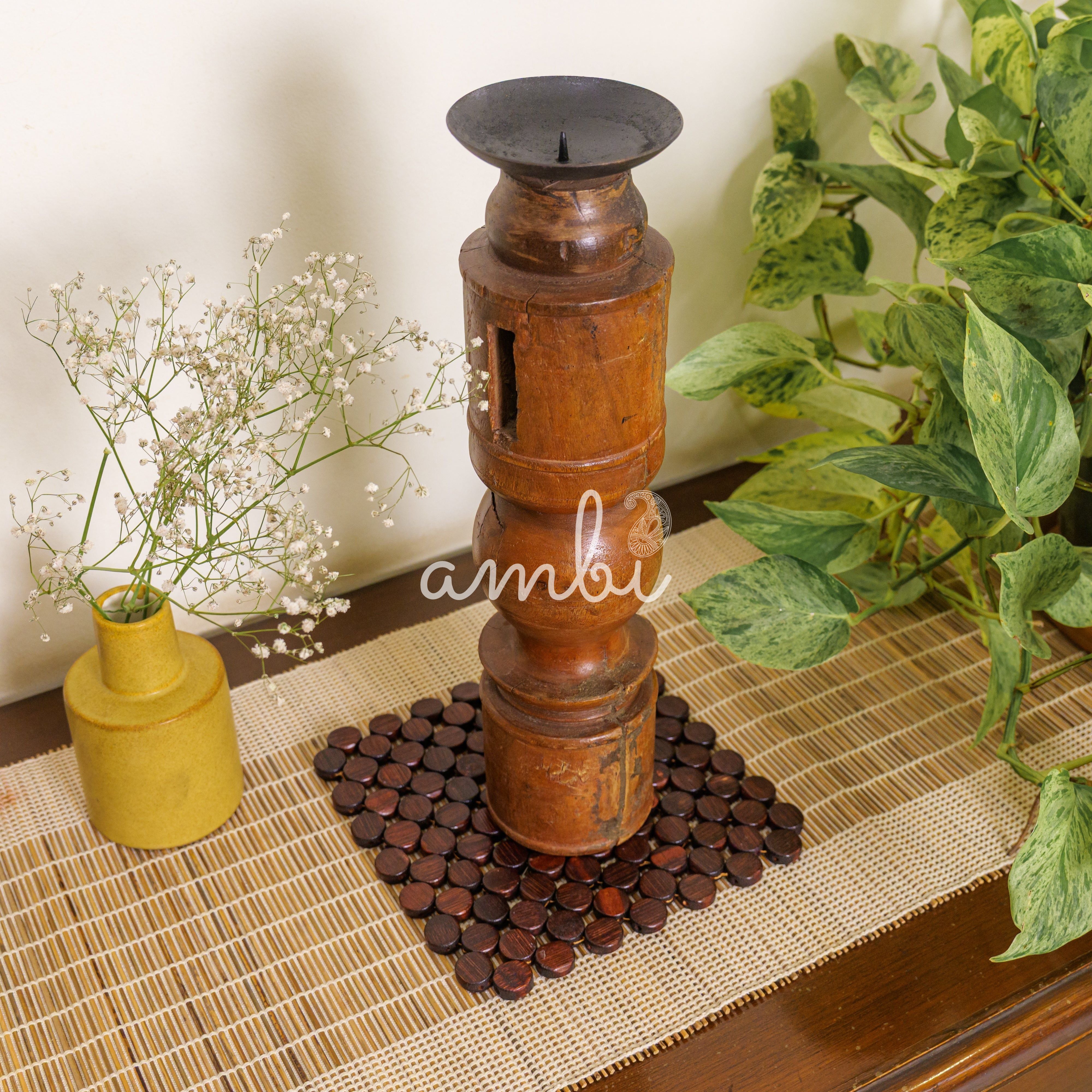 Vintage Candle Stand - 'Charpai' Leg