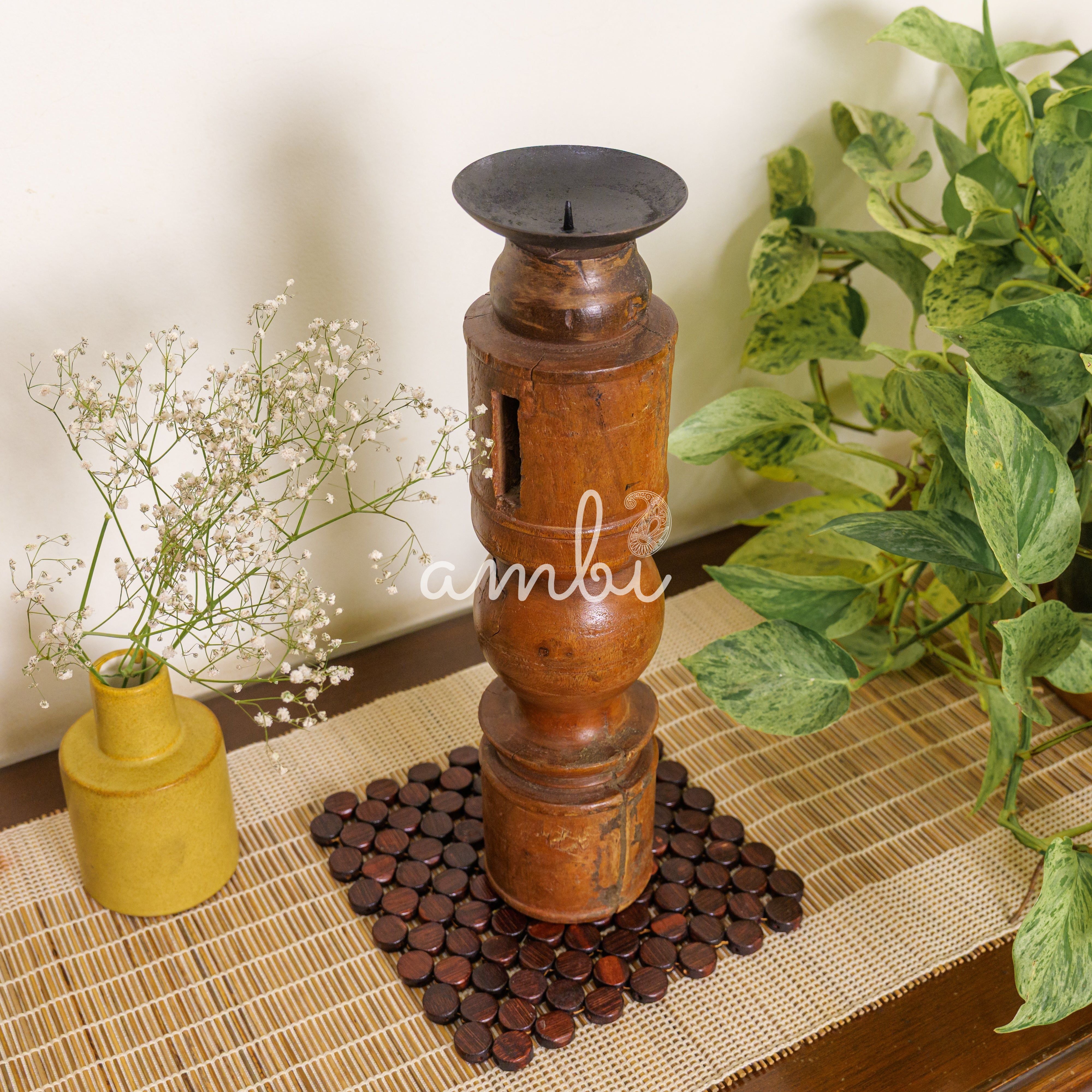 Vintage Candle Stand - 'Charpai' Leg
