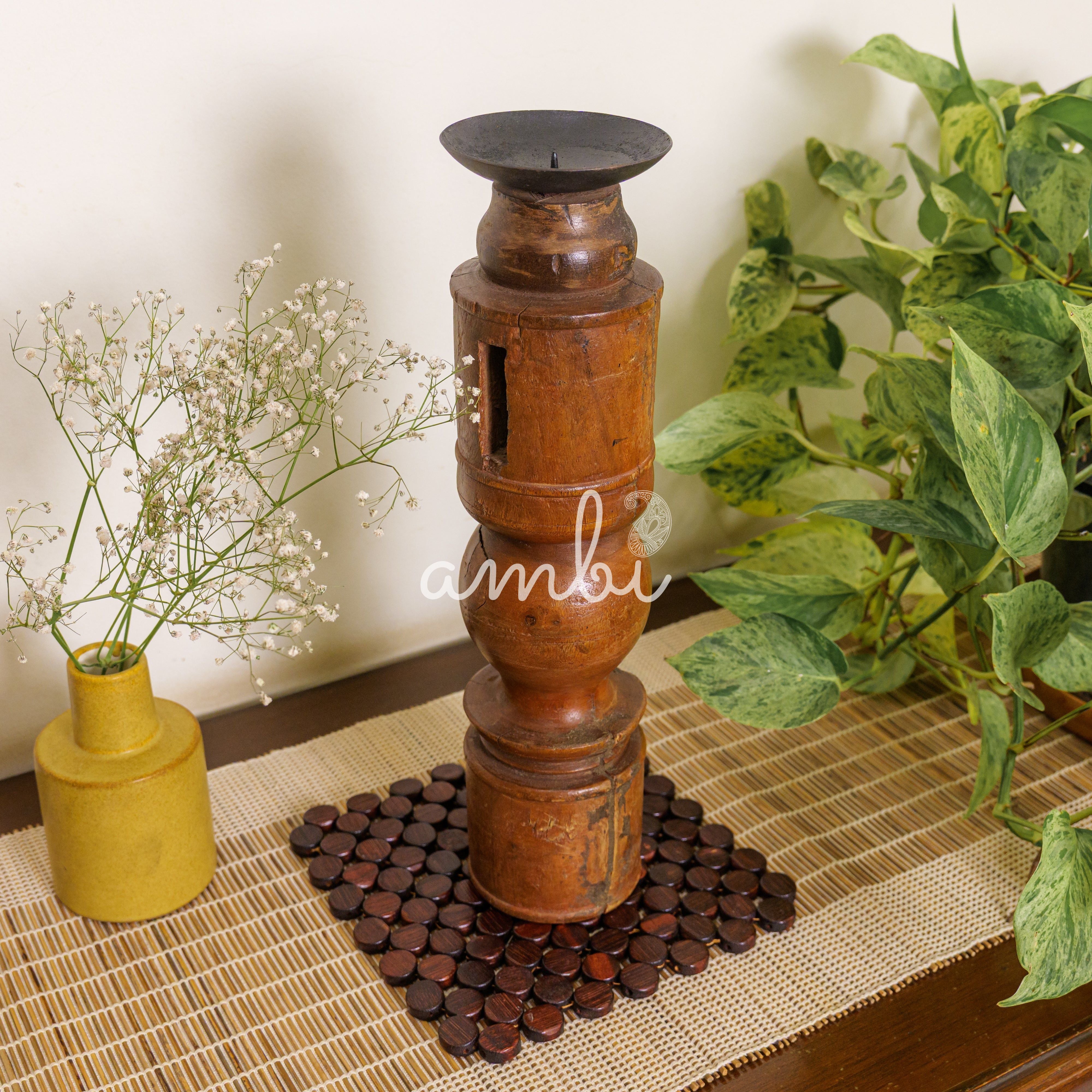 Vintage Candle Stand - 'Charpai' Leg
