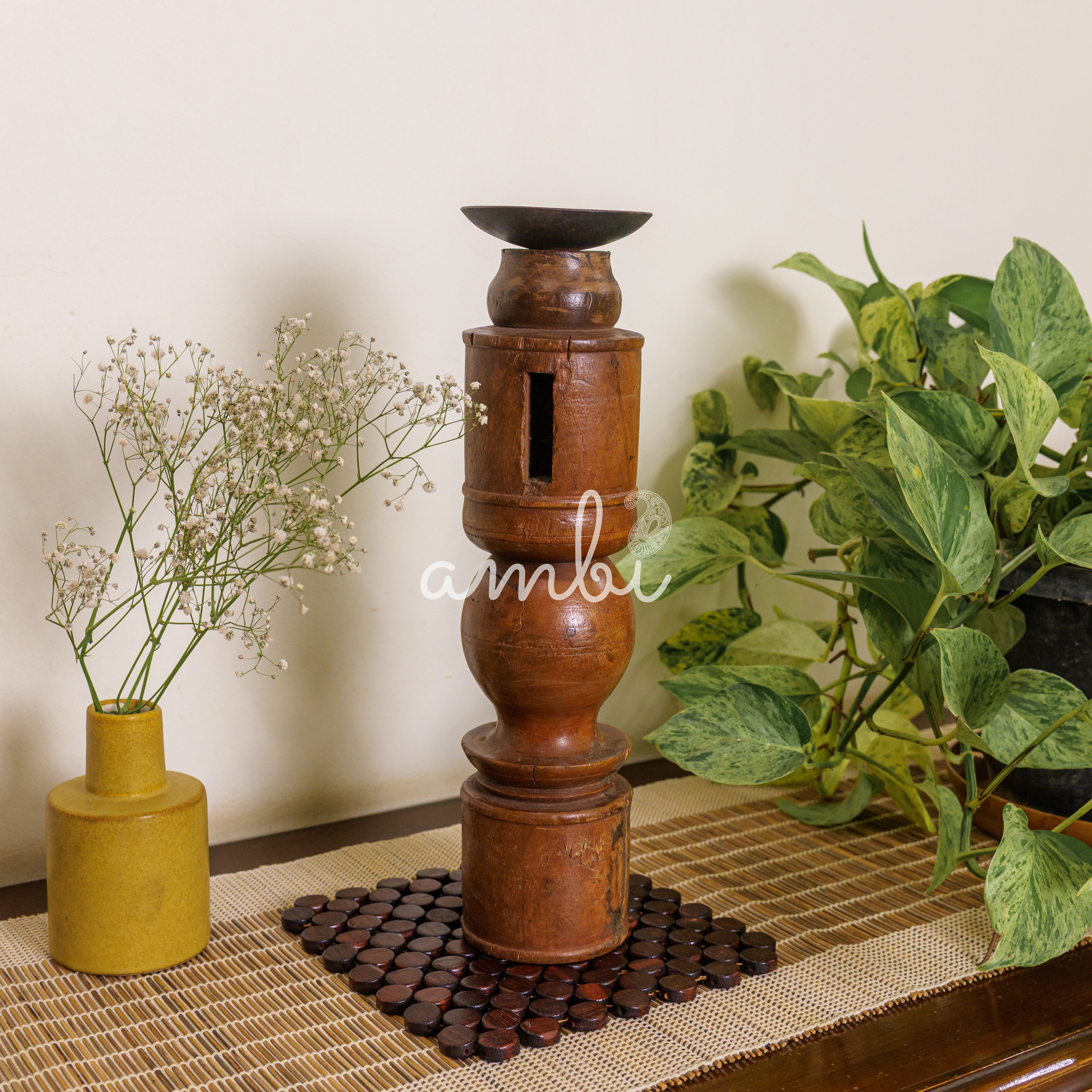 Vintage Candle Stand - 'Charpai' Leg